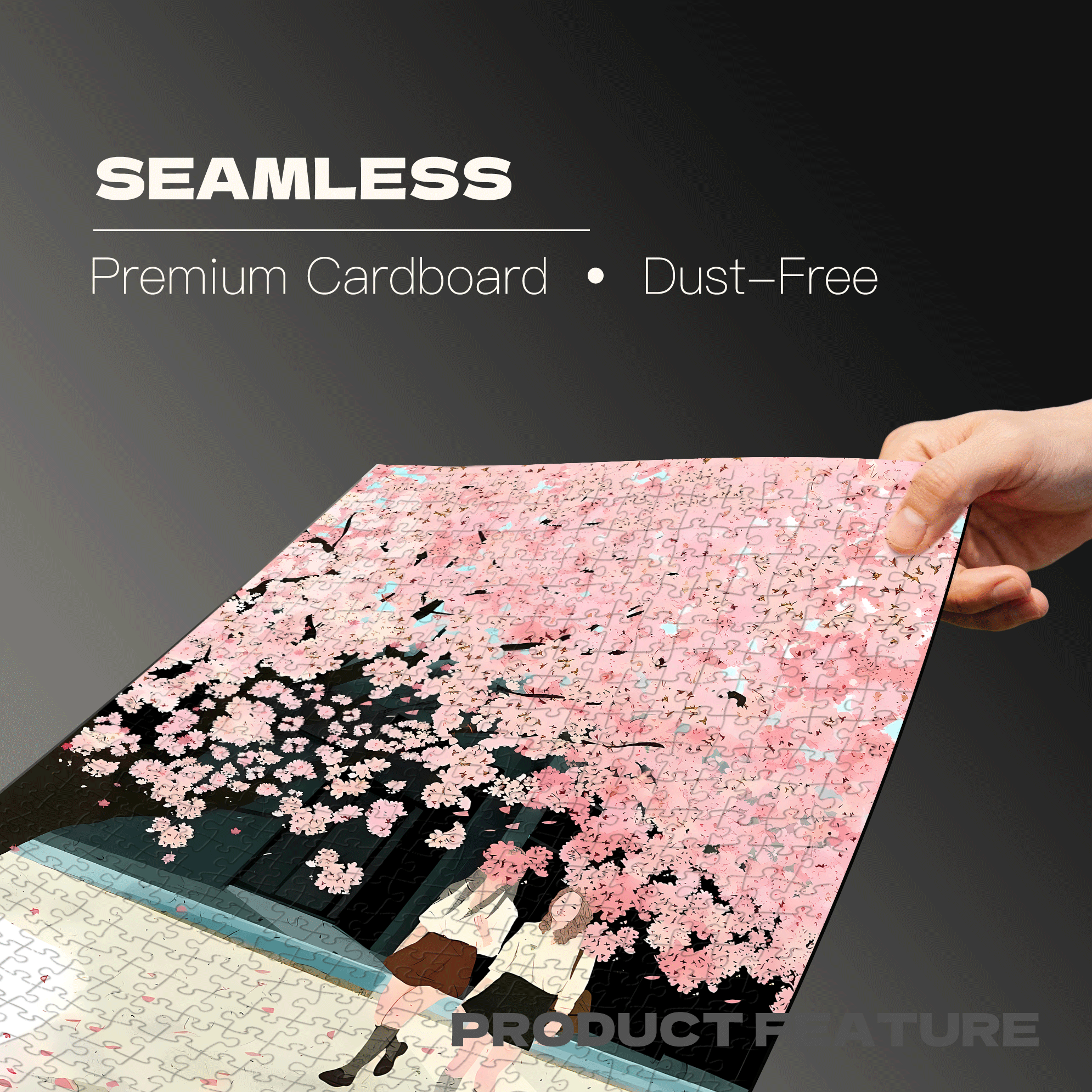 Cherry Blossom Street 500pcs/1000pcs Jigsaw Puzzle, Scratch-Resistant, Interactive Family Game & Brain-Boosting DIY Decor, Perfect for Halloween, Christmas & New Year Gifts, Family Puzzle Game