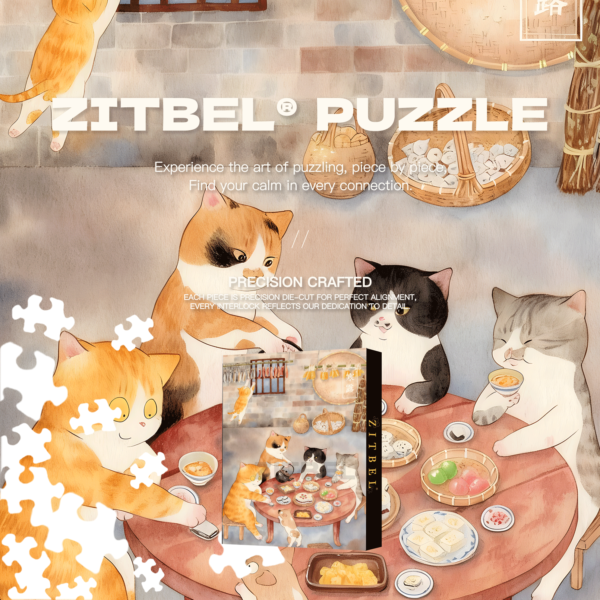 Cold Dew 500pcs/1000pcs Jigsaw Puzzle, Scratch-Resistant, Interactive Family Game & Brain-Boosting DIY Decor, Perfect for Halloween, Christmas & New Year Gifts, Family Puzzle Game