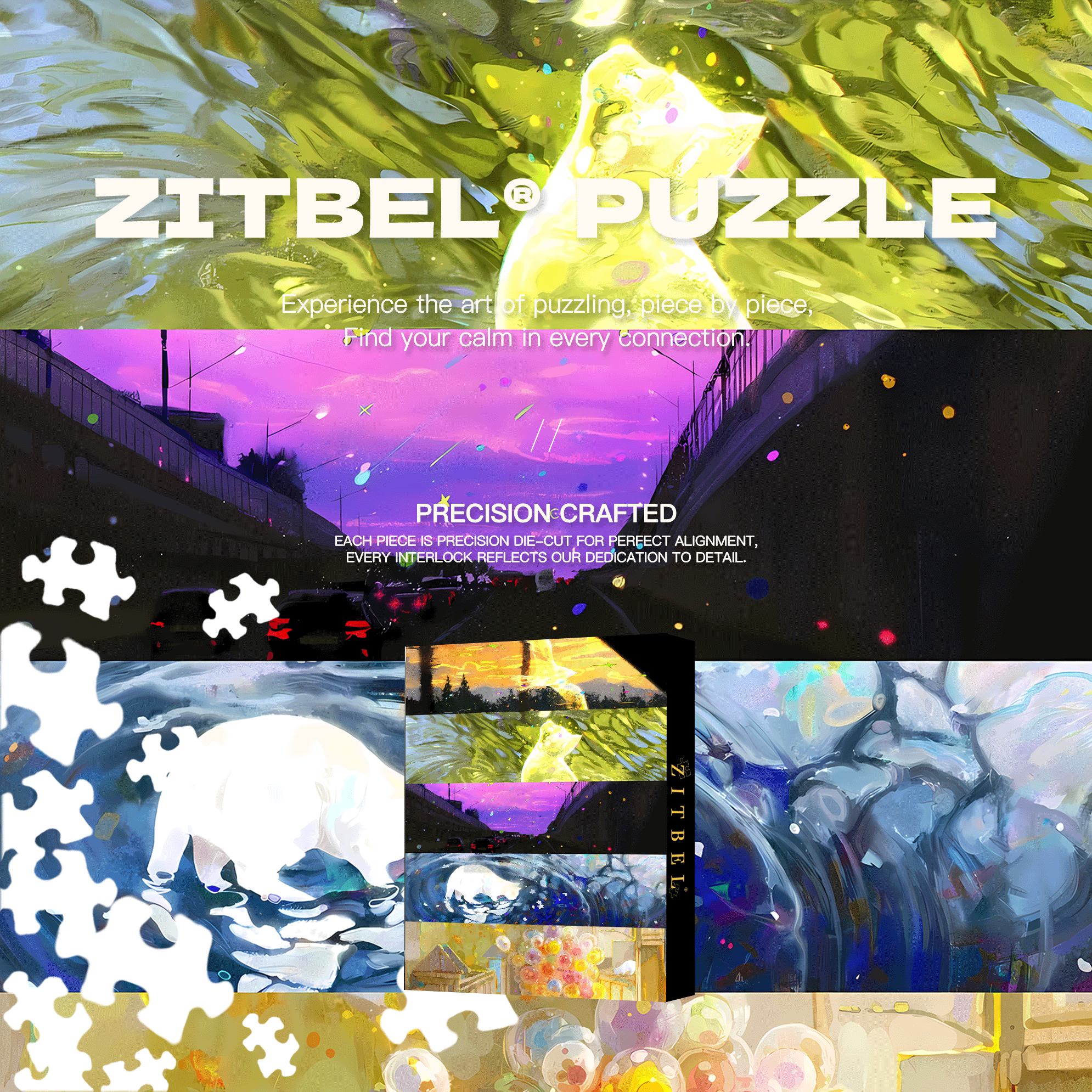 Colorful Dreams 500pcs/1000pcs Jigsaw Puzzle, Scratch-Resistant, Interactive Family Game & Brain-Boosting DIY Decor, Perfect for Halloween, Christmas & New Year Gifts, Family Puzzle Game