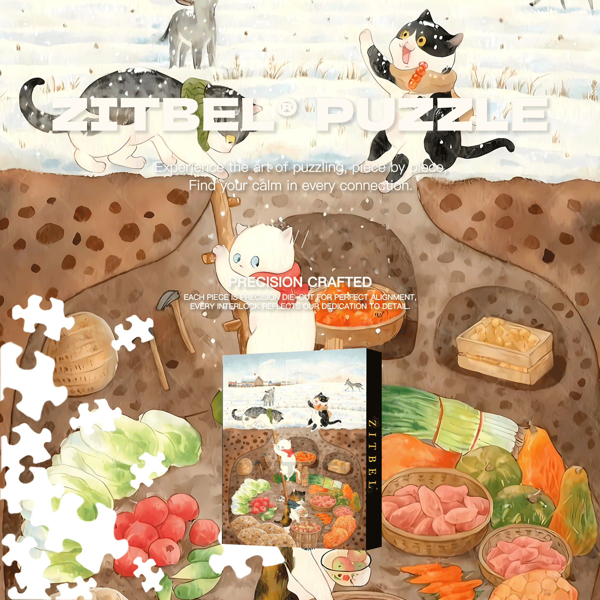 Lesser Snow 500pcs/1000pcs Jigsaw Puzzle, Scratch-Resistant, Interactive Family Game & Brain-Boosting DIY Decor, Perfect for Halloween, Christmas & New Year Gifts, Family Puzzle Game