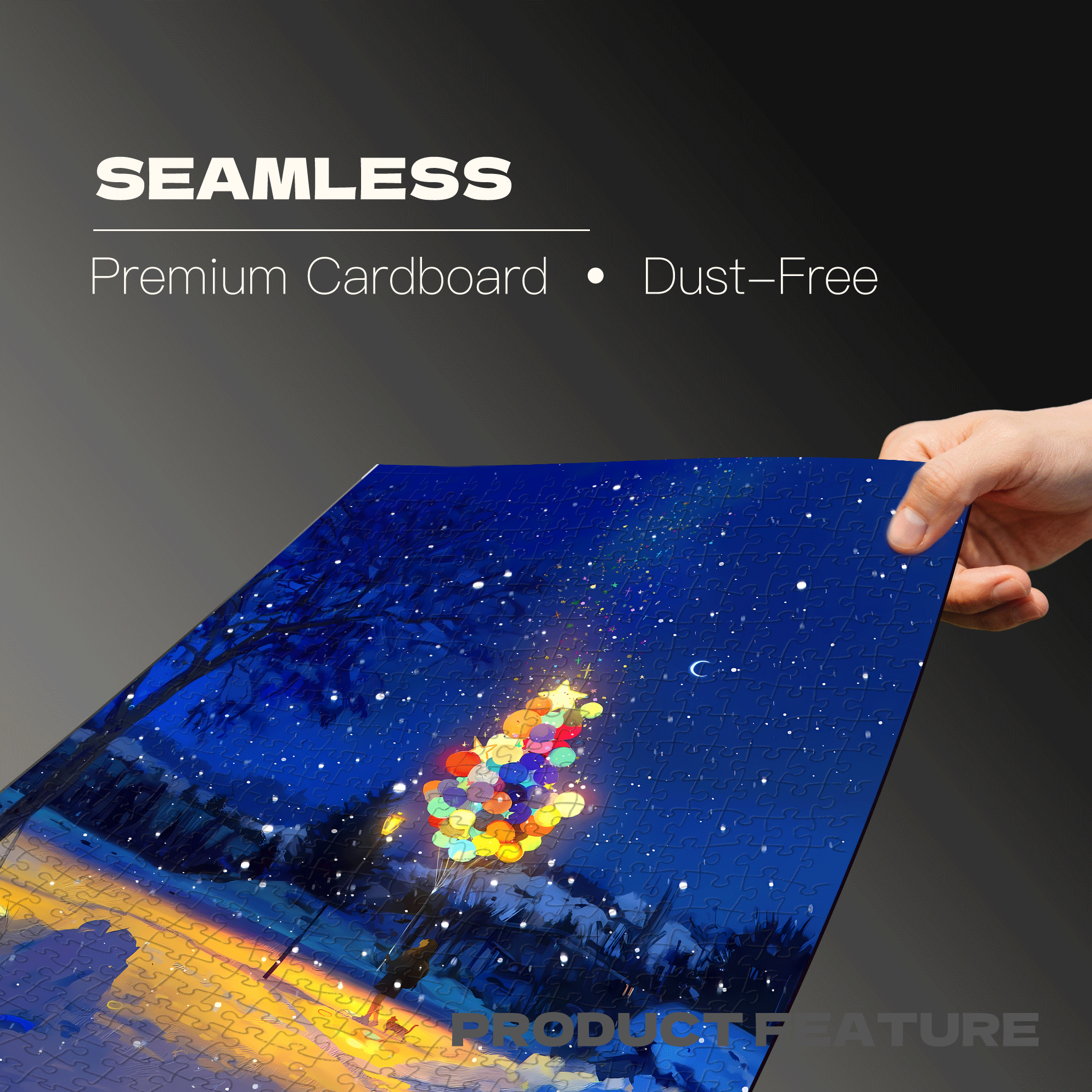 Dreamy Snowy Night 500pcs/1000pcs Jigsaw Puzzle, Scratch-Resistant, Interactive Family Game & Brain-Boosting DIY Decor, Perfect for Halloween, Christmas & New Year Gifts, Family Puzzle Game