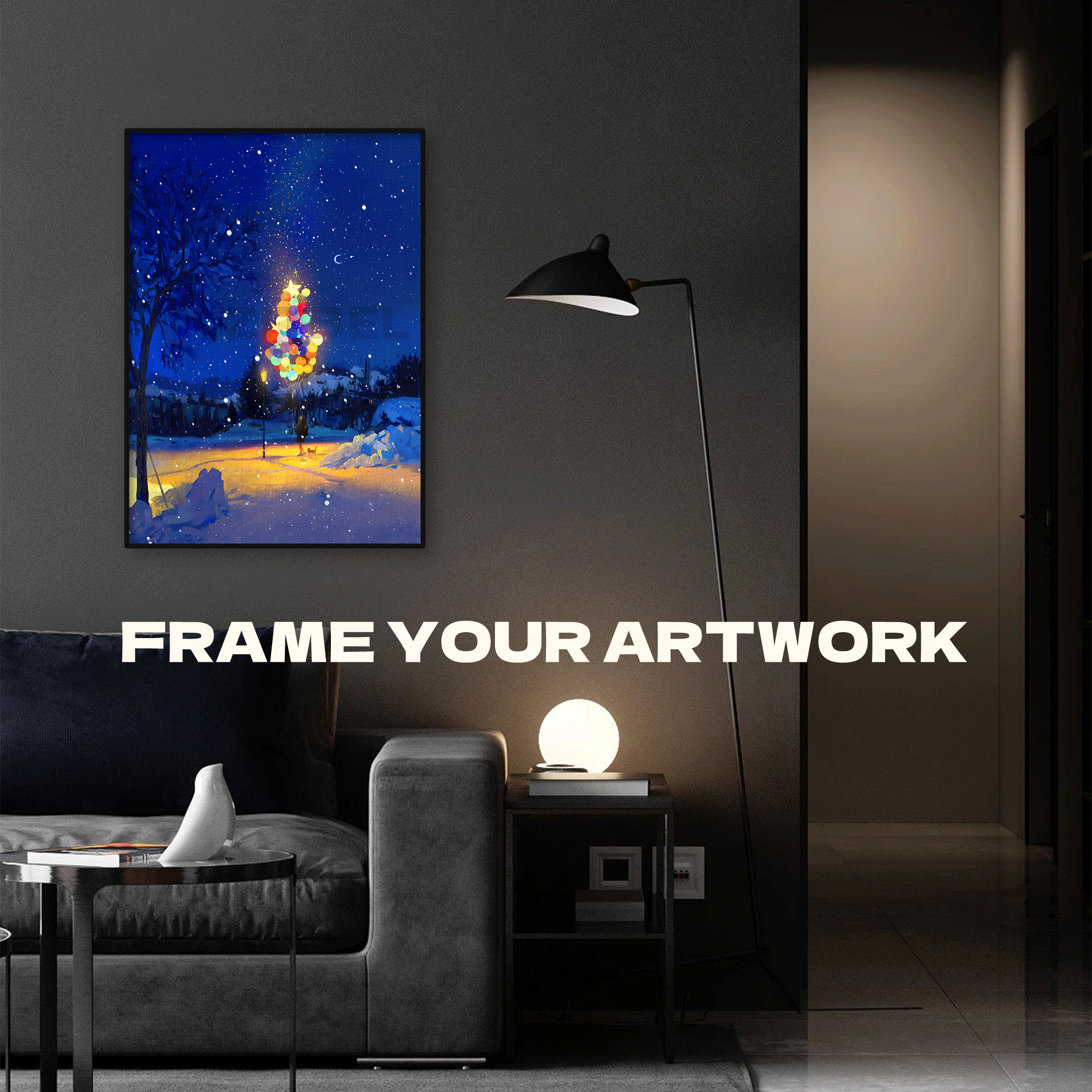Dreamy Snowy Night 500pcs/1000pcs Jigsaw Puzzle, Scratch-Resistant, Interactive Family Game & Brain-Boosting DIY Decor, Perfect for Halloween, Christmas & New Year Gifts, Family Puzzle Game