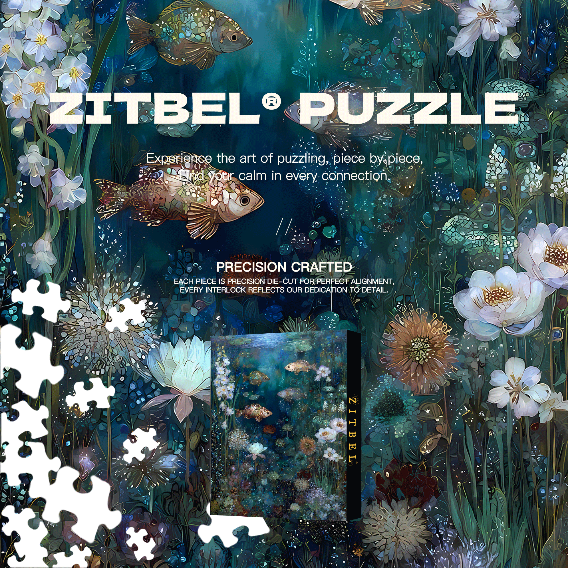 Fish Underwater 500pcs/1000pcs Jigsaw Puzzle, Scratch-Resistant, Interactive Family Game & Brain-Boosting DIY Decor, Perfect for Halloween, Christmas & New Year Gifts, Family Puzzle Game