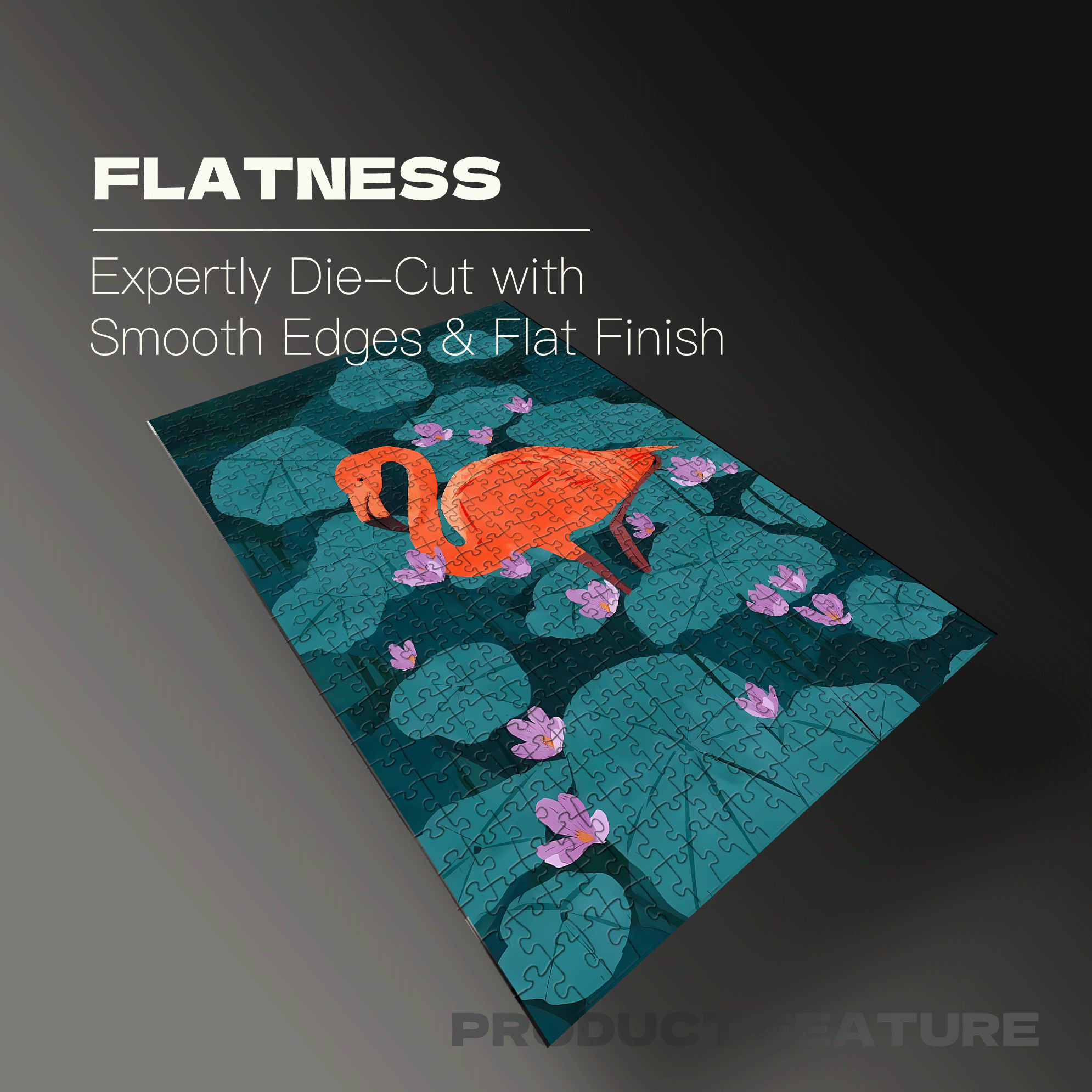 Flamingos In The Lotus Pond 500pcs/1000pcs Jigsaw Puzzle, Scratch-Resistant, Interactive Family Game & Brain-Boosting DIY Decor, Perfect for Halloween, Christmas & New Year Gifts, Family Puzzle Game