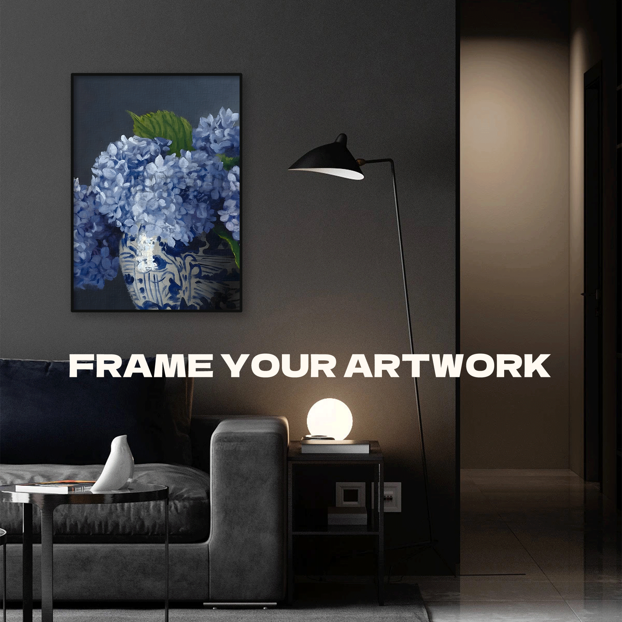 Hydrangea Sketch 500pcs/1000pcs Jigsaw Puzzle, Scratch-Resistant, Interactive Family Game & Brain-Boosting DIY Decor, Perfect for Halloween, Christmas & New Year Gifts, Family Puzzle Game