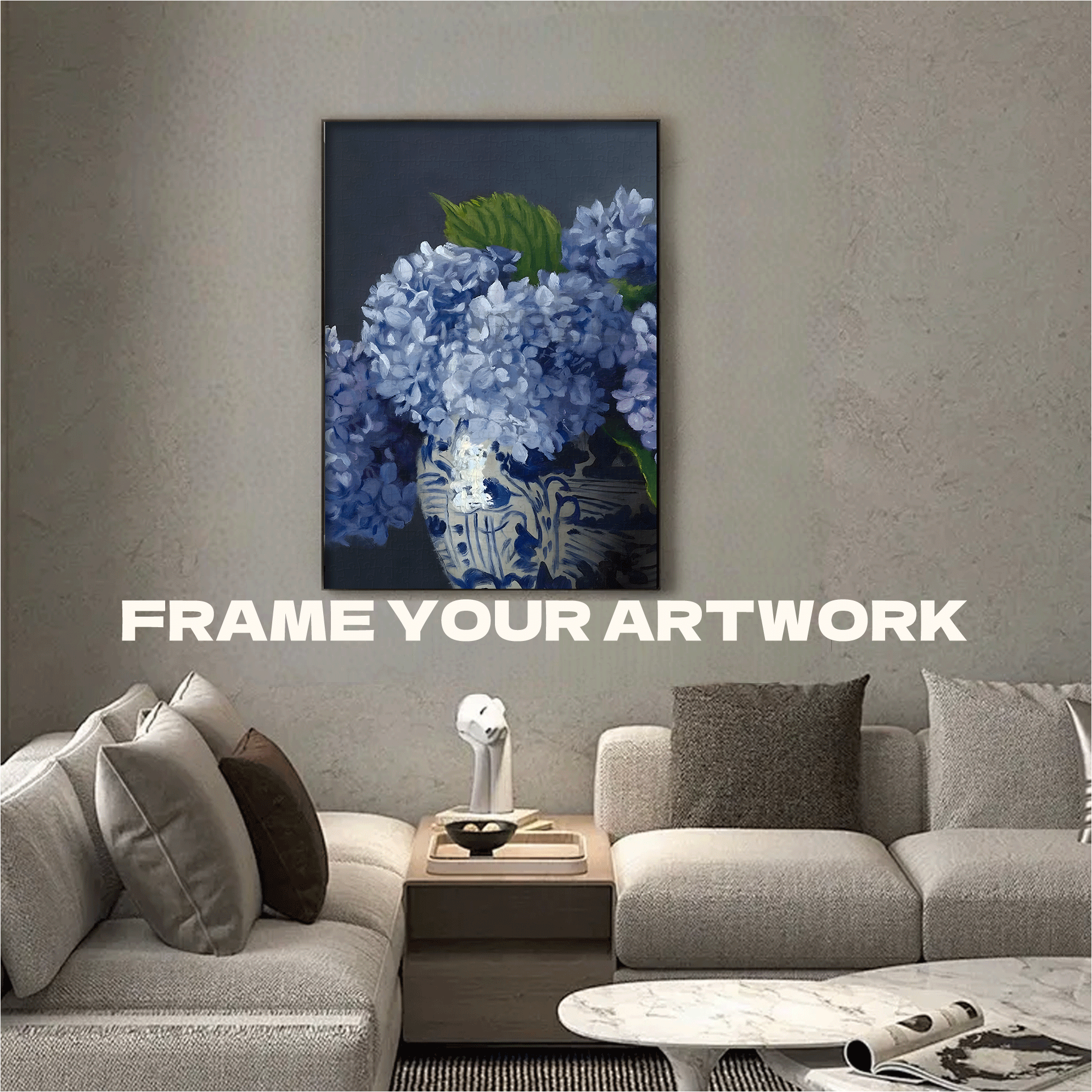 Hydrangea Sketch 500pcs/1000pcs Jigsaw Puzzle, Scratch-Resistant, Interactive Family Game & Brain-Boosting DIY Decor, Perfect for Halloween, Christmas & New Year Gifts, Family Puzzle Game