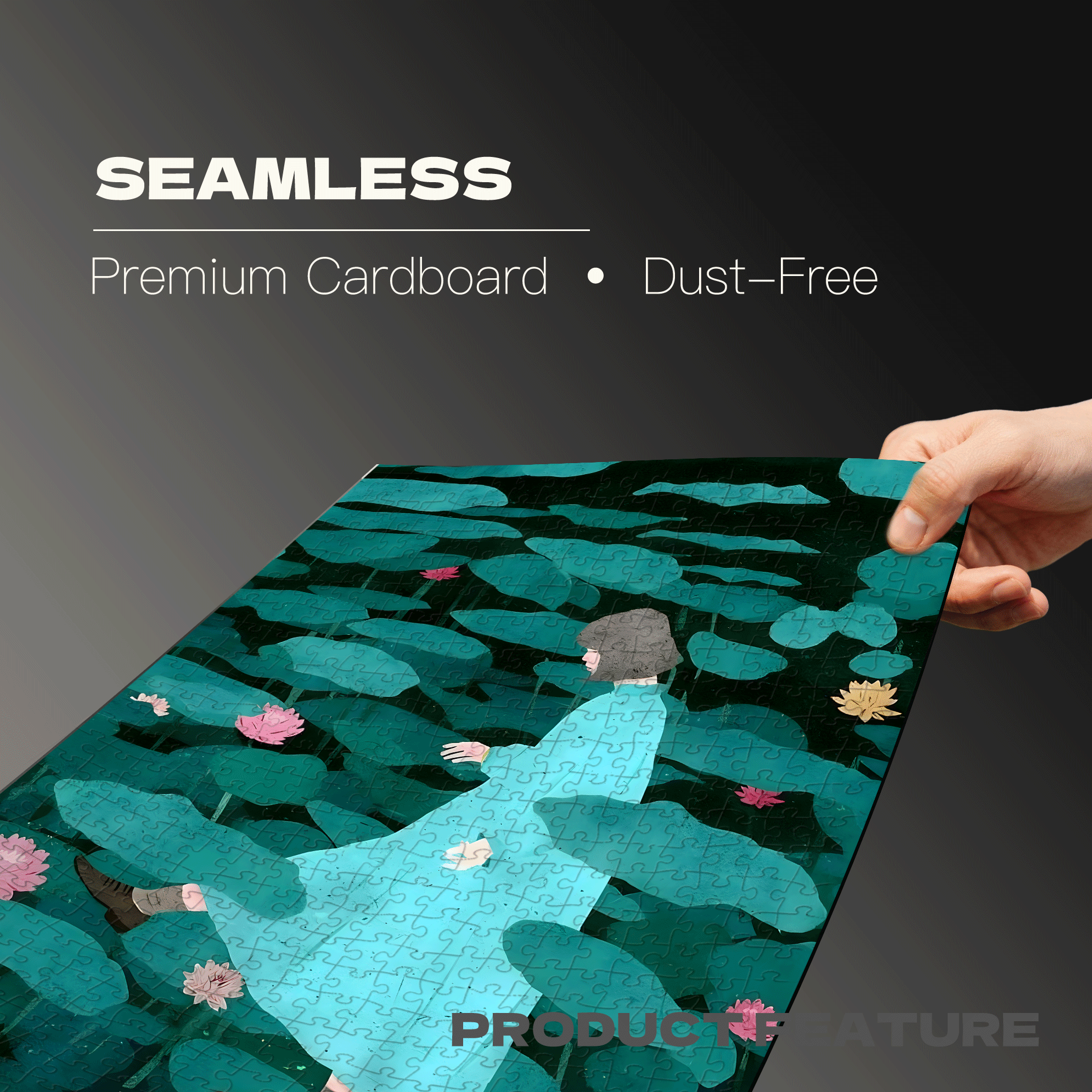 Stepping On Lotus Leaves 500pcs/1000pcs Jigsaw Puzzle, Scratch-Resistant, Interactive Family Game & Brain-Boosting DIY Decor, Perfect for Halloween, Christmas & New Year Gifts, Family Puzzle Game