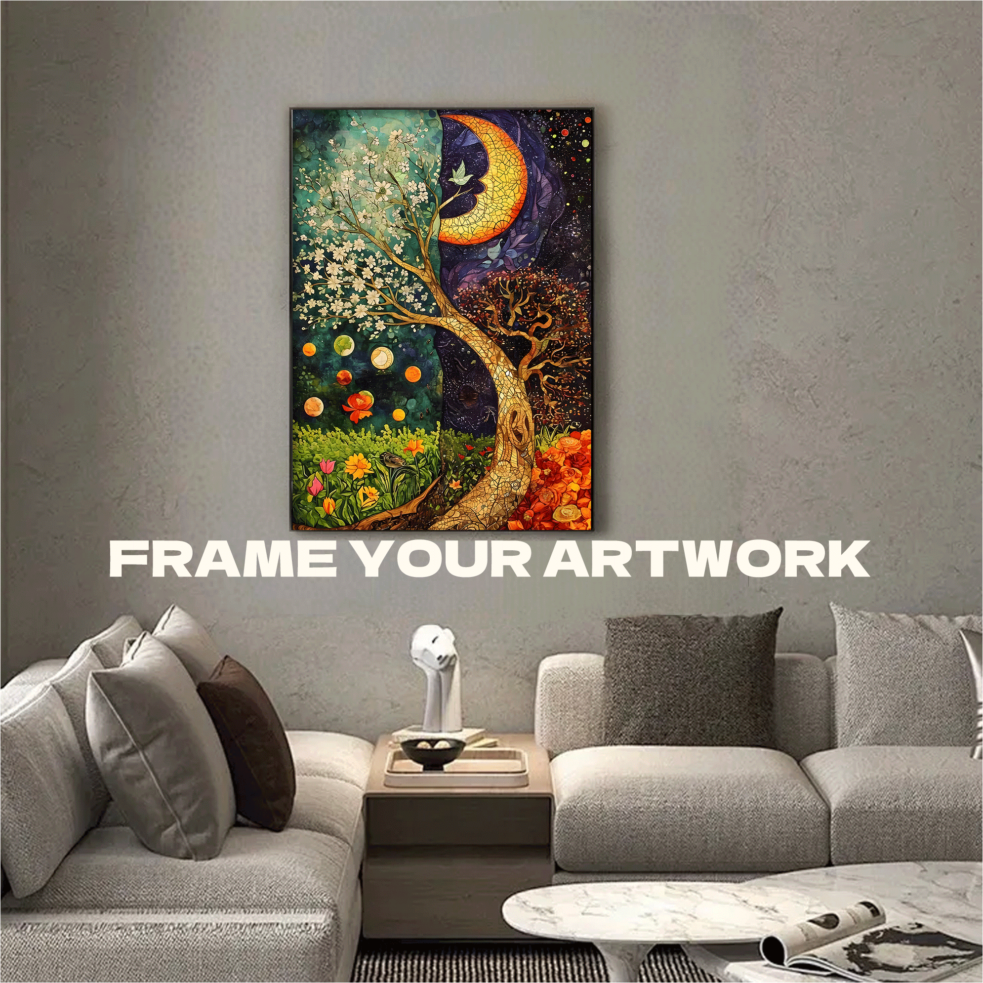 Sun And Moon Shine Together 500pcs/1000pcs Jigsaw Puzzle, Scratch-Resistant, Interactive Family Game & Brain-Boosting DIY Decor, Perfect for Halloween, Christmas & New Year Gifts, Family Puzzle Game