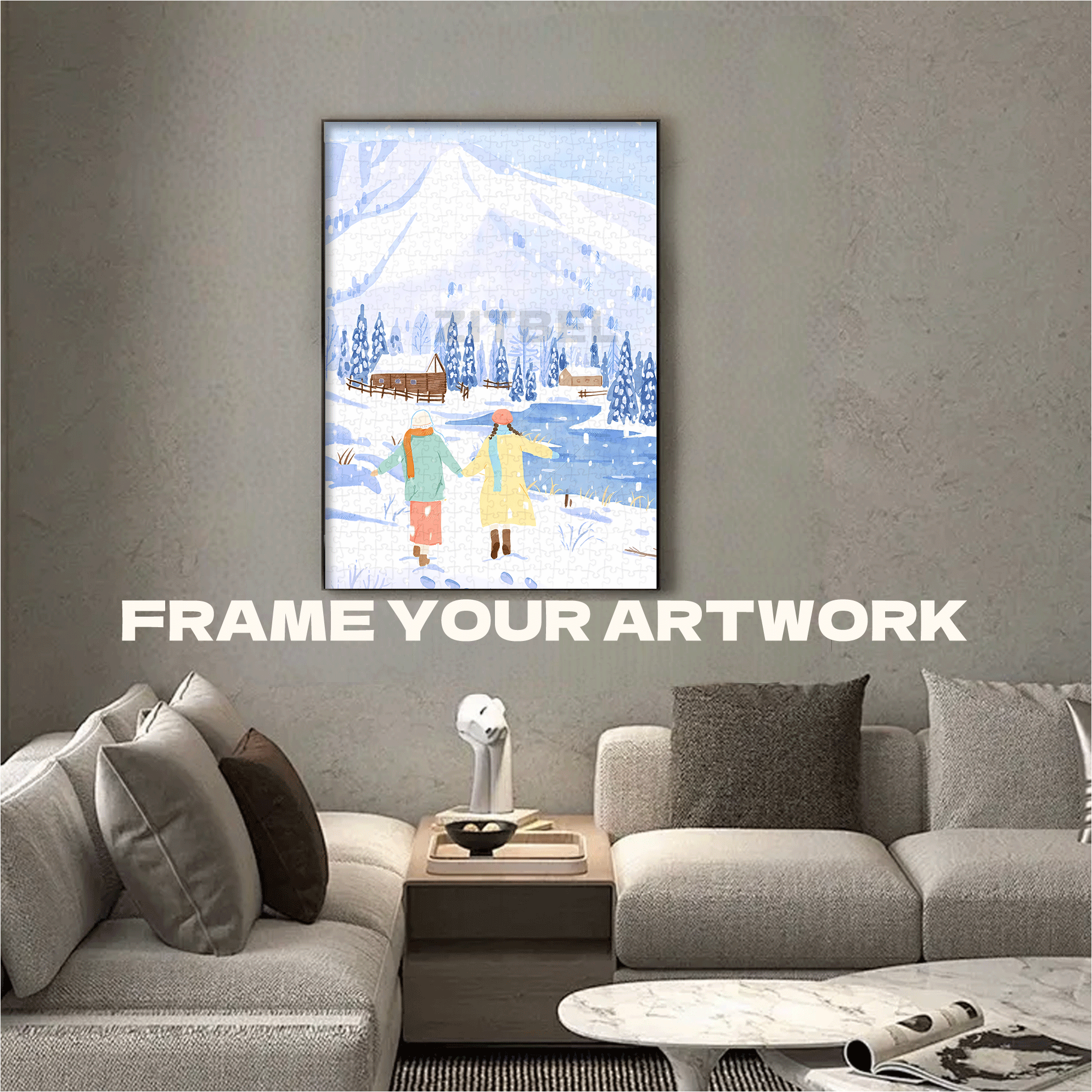 Winter In Xinjiang 500pcs/1000pcs Jigsaw Puzzle, Scratch-Resistant, Interactive Family Game & Brain-Boosting DIY Decor, Perfect for Halloween, Christmas & New Year Gifts, Family Puzzle Game