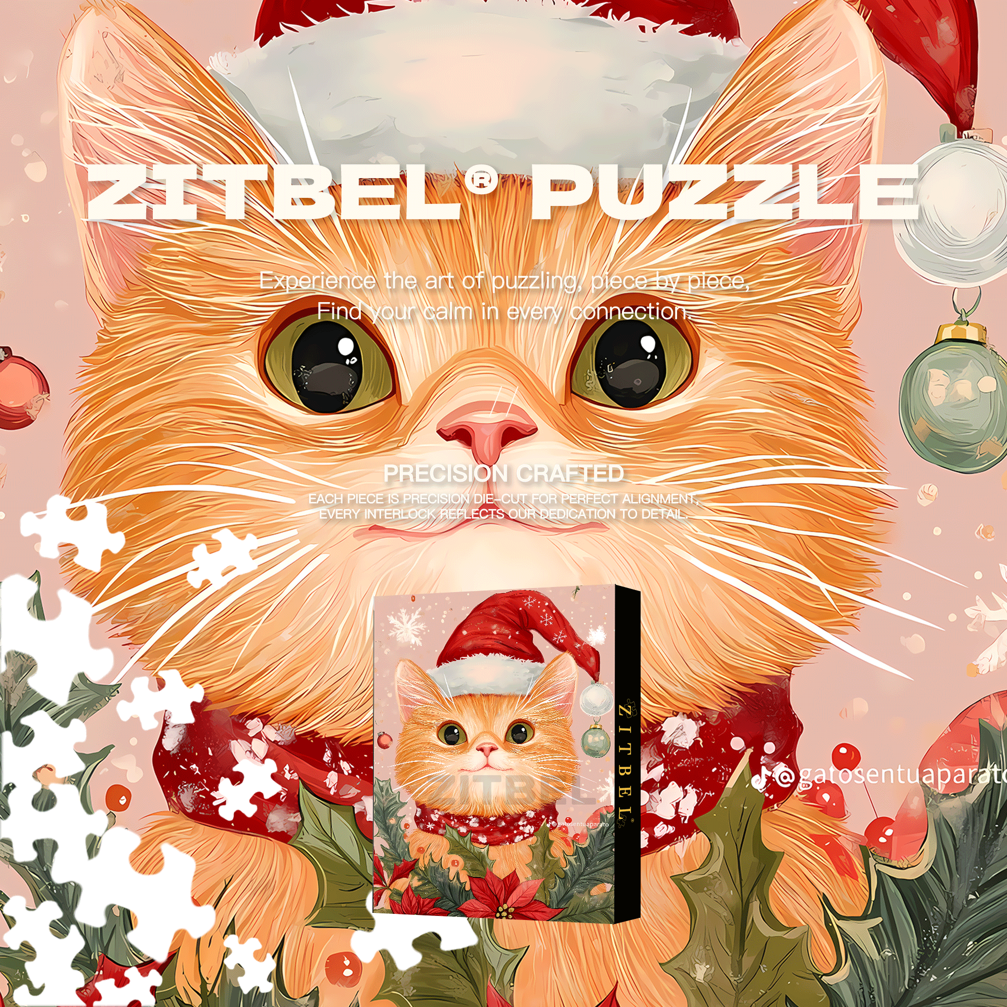 Cat with Festive 500pcs/1000pcs Jigsaw Puzzle, Scratch-Resistant, Interactive Family Game & Brain-Boosting DIY Decor, Perfect for Halloween, Christmas & New Year Gifts, Family Puzzle Game