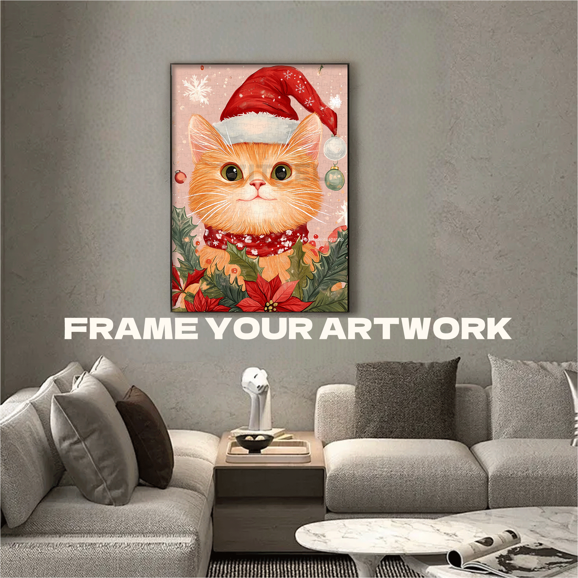 Cat with Festive 500pcs/1000pcs Jigsaw Puzzle, Scratch-Resistant, Interactive Family Game & Brain-Boosting DIY Decor, Perfect for Halloween, Christmas & New Year Gifts, Family Puzzle Game