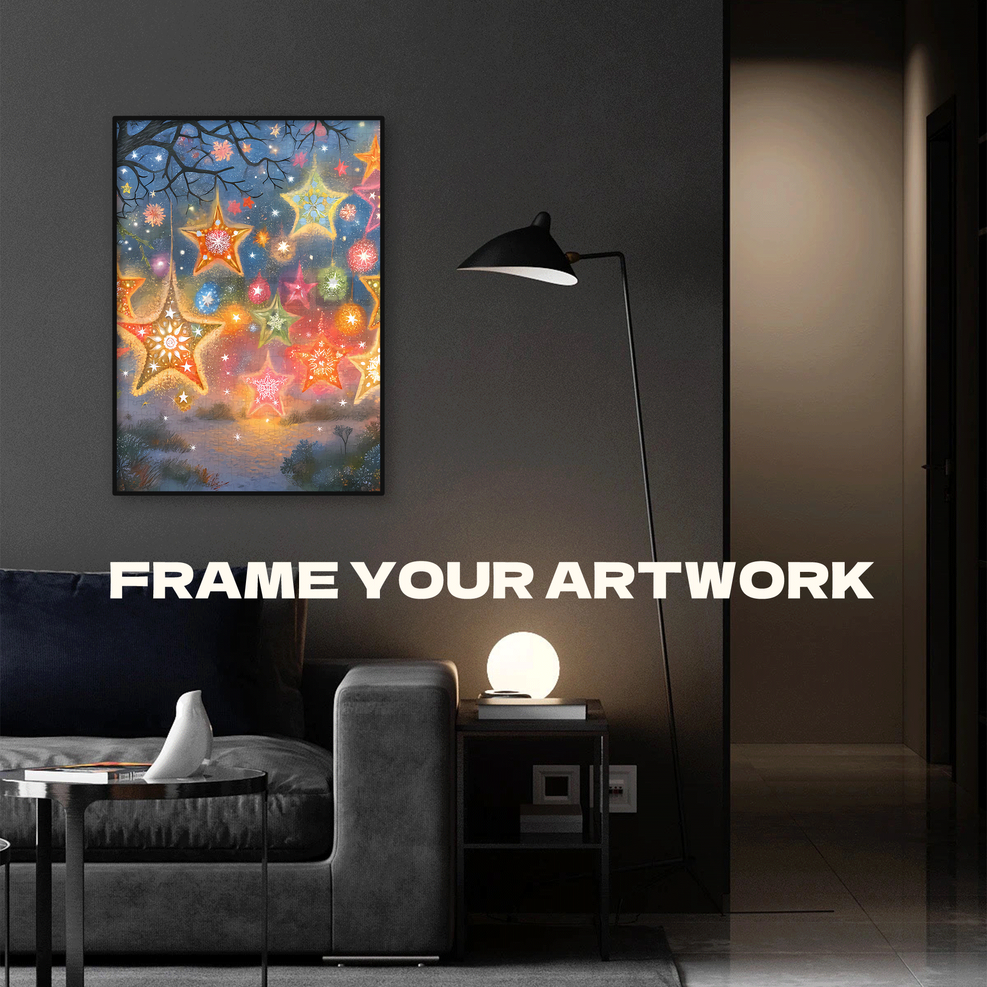 Colorful Star Lights 500pcs/1000pcs Jigsaw Puzzle, Scratch-Resistant, Interactive Family Game & Brain-Boosting DIY Decor, Perfect for Halloween, Christmas & New Year Gifts, Family Puzzle Game