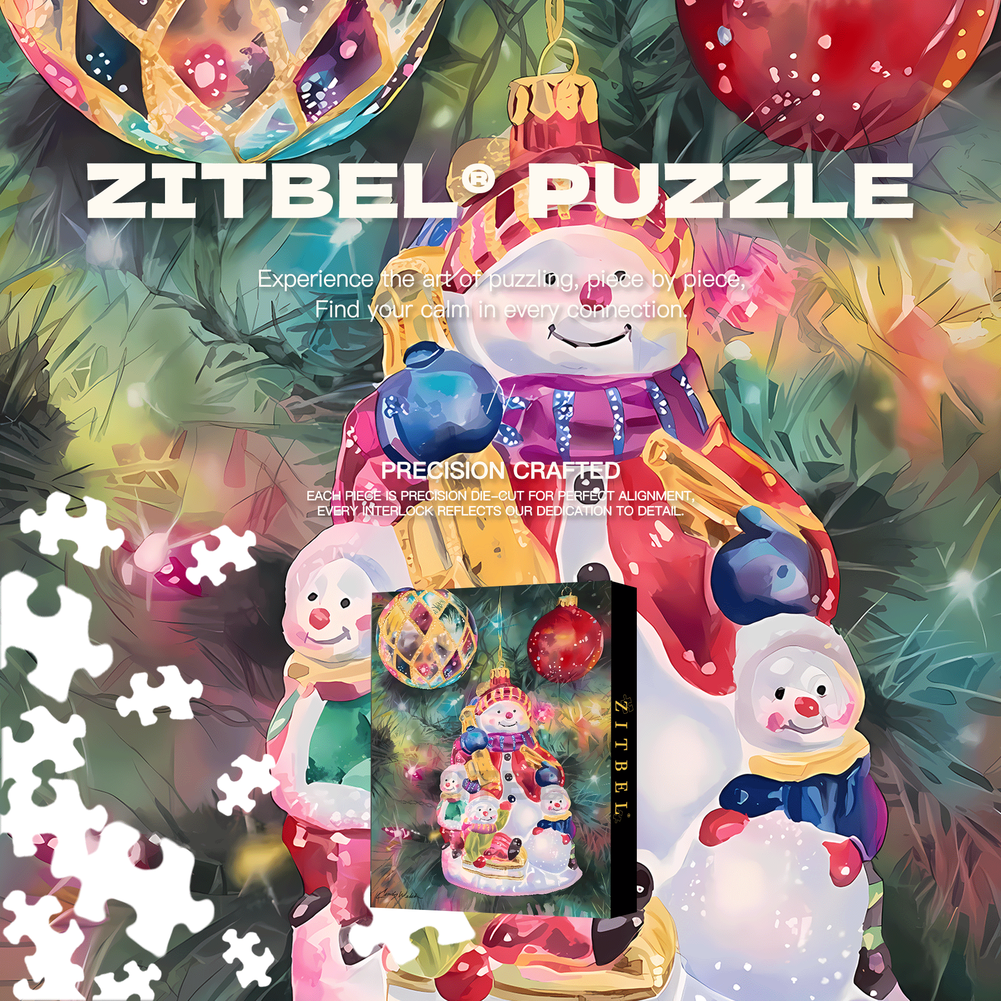 Decorations On The Christmas Tree 500pcs/1000pcs Jigsaw Puzzle, Scratch-Resistant, Interactive Family Game & Brain-Boosting DIY Decor, Perfect for Halloween, Christmas & New Year Gifts, Family Puzzle Game