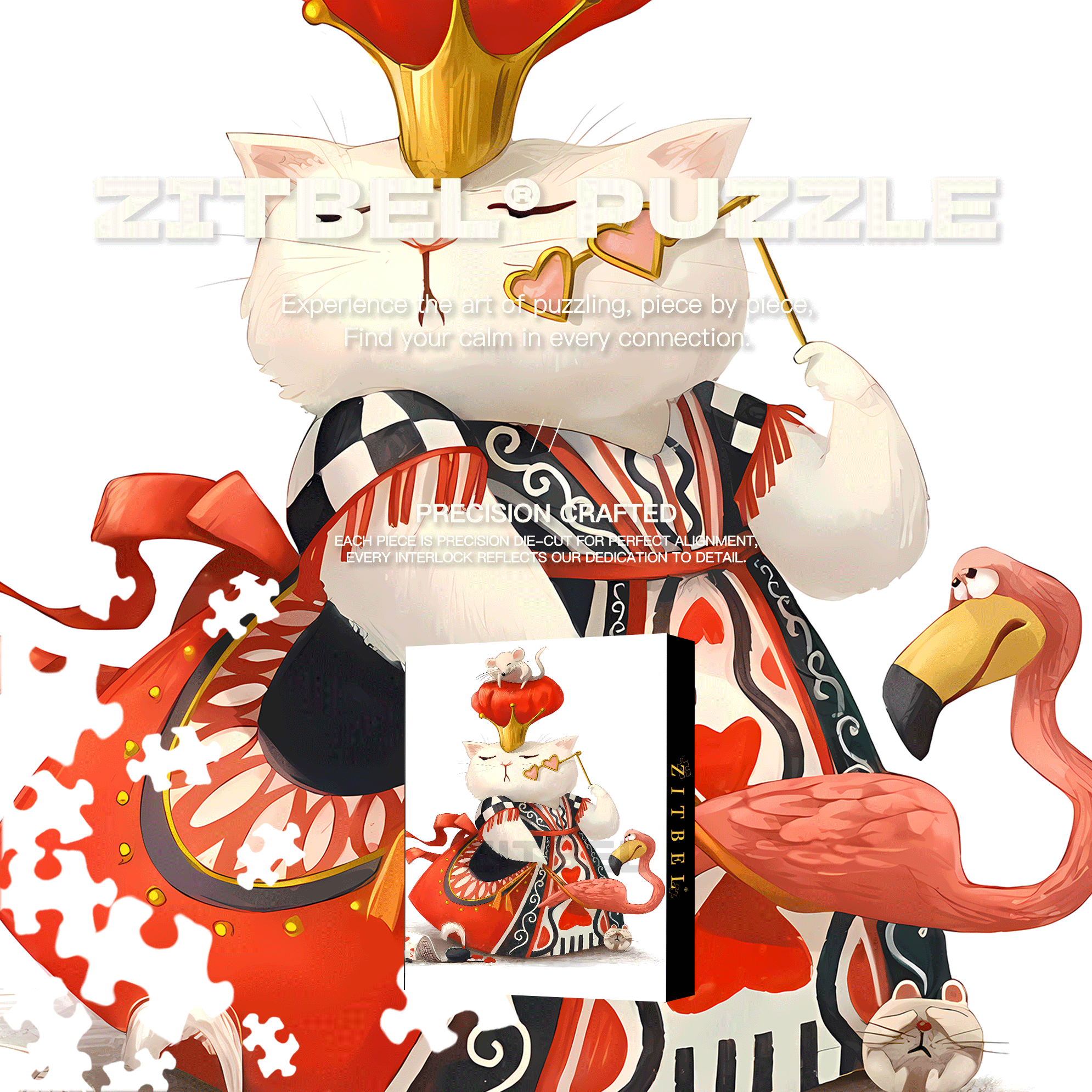 Lady Meow 500pcs/1000pcs Jigsaw Puzzle, Scratch-Resistant, Interactive Family Game & Brain-Boosting DIY Decor, Perfect for Halloween, Christmas & New Year Gifts, Family Puzzle Game