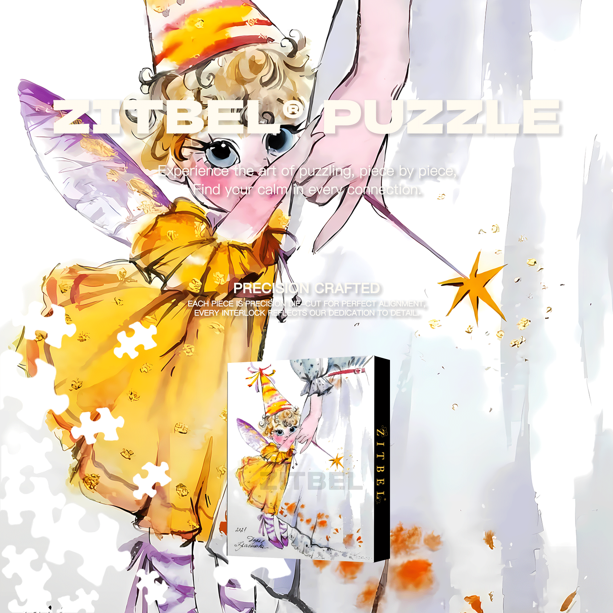 Shy Little Angel 500pcs/1000pcs Jigsaw Puzzle, Scratch-Resistant, Interactive Family Game & Brain-Boosting DIY Decor, Perfect for Halloween, Christmas & New Year Gifts, Family Puzzle Game