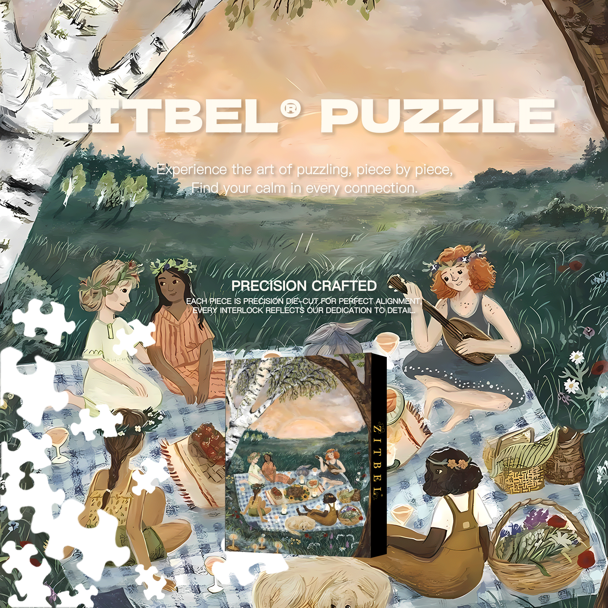 Slow Life Utopia 14 500pcs/1000pcs Jigsaw Puzzle, Scratch-Resistant, Interactive Family Game & Brain-Boosting DIY Decor, Perfect for Halloween, Christmas & New Year Gifts, Family Puzzle Game
