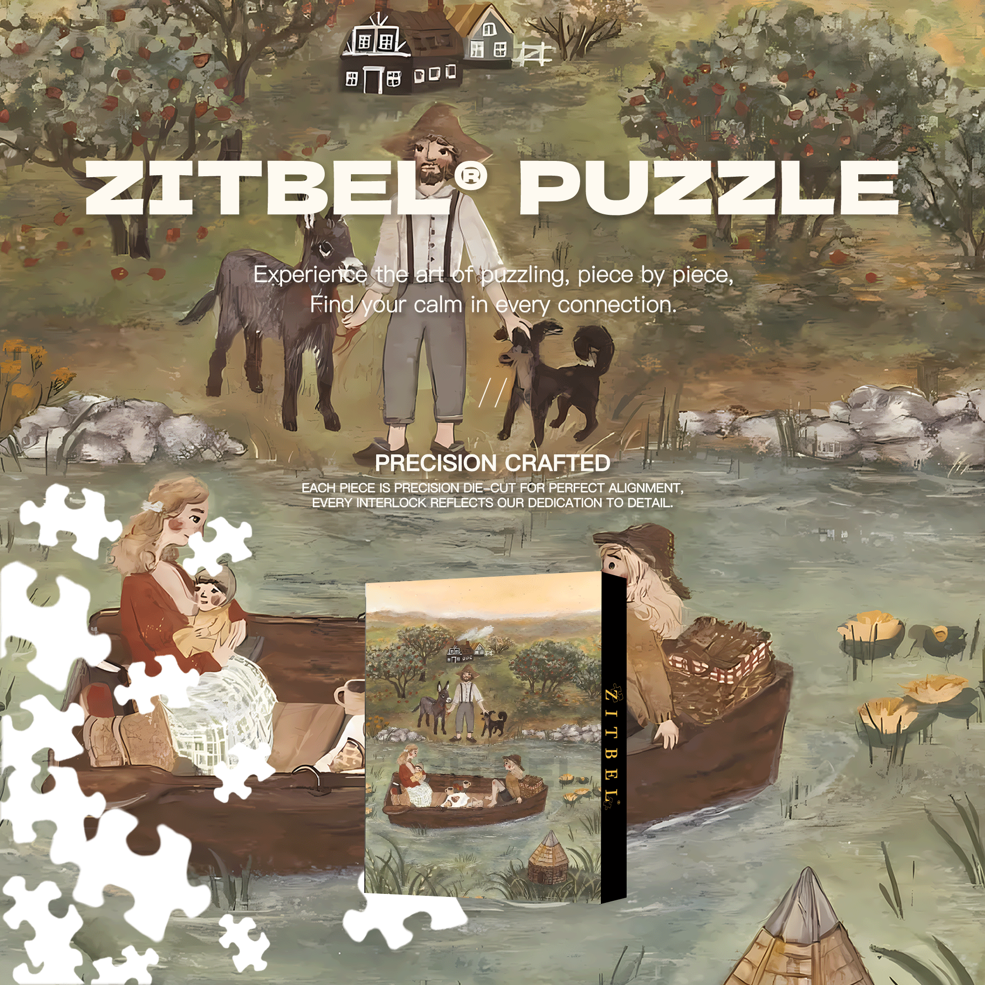 Slow Life Utopia 15 500pcs/1000pcs Jigsaw Puzzle, Scratch-Resistant, Interactive Family Game & Brain-Boosting DIY Decor, Perfect for Halloween, Christmas & New Year Gifts, Family Puzzle Game