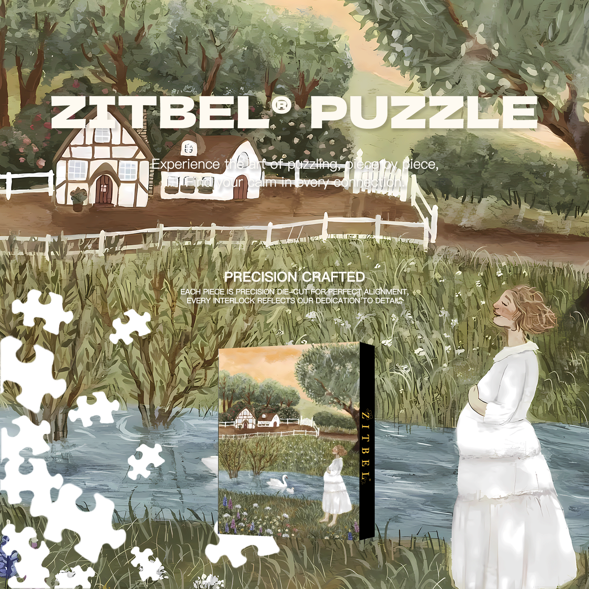 Slow Life Utopia 16 500pcs/1000pcs Jigsaw Puzzle, Scratch-Resistant, Interactive Family Game & Brain-Boosting DIY Decor, Perfect for Halloween, Christmas & New Year Gifts, Family Puzzle Game