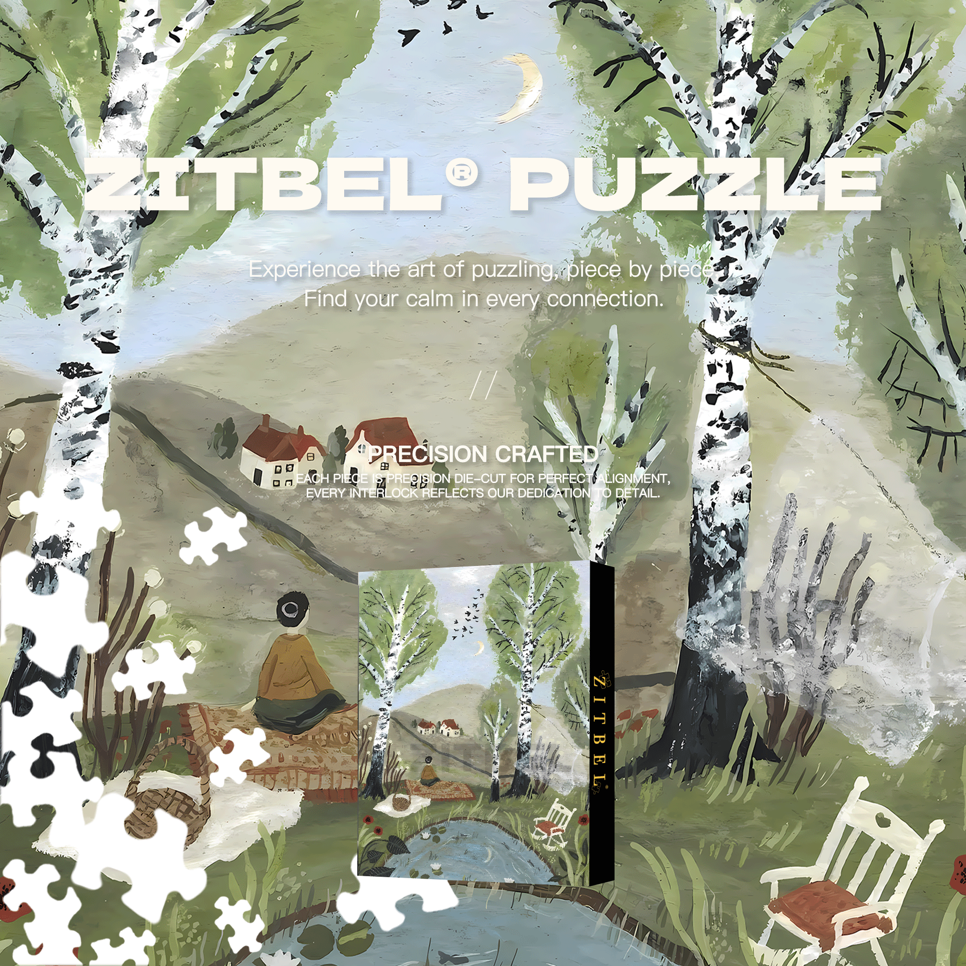 Slow Life Utopia 17 500pcs/1000pcs Jigsaw Puzzle, Scratch-Resistant, Interactive Family Game & Brain-Boosting DIY Decor, Perfect for Halloween, Christmas & New Year Gifts, Family Puzzle Game