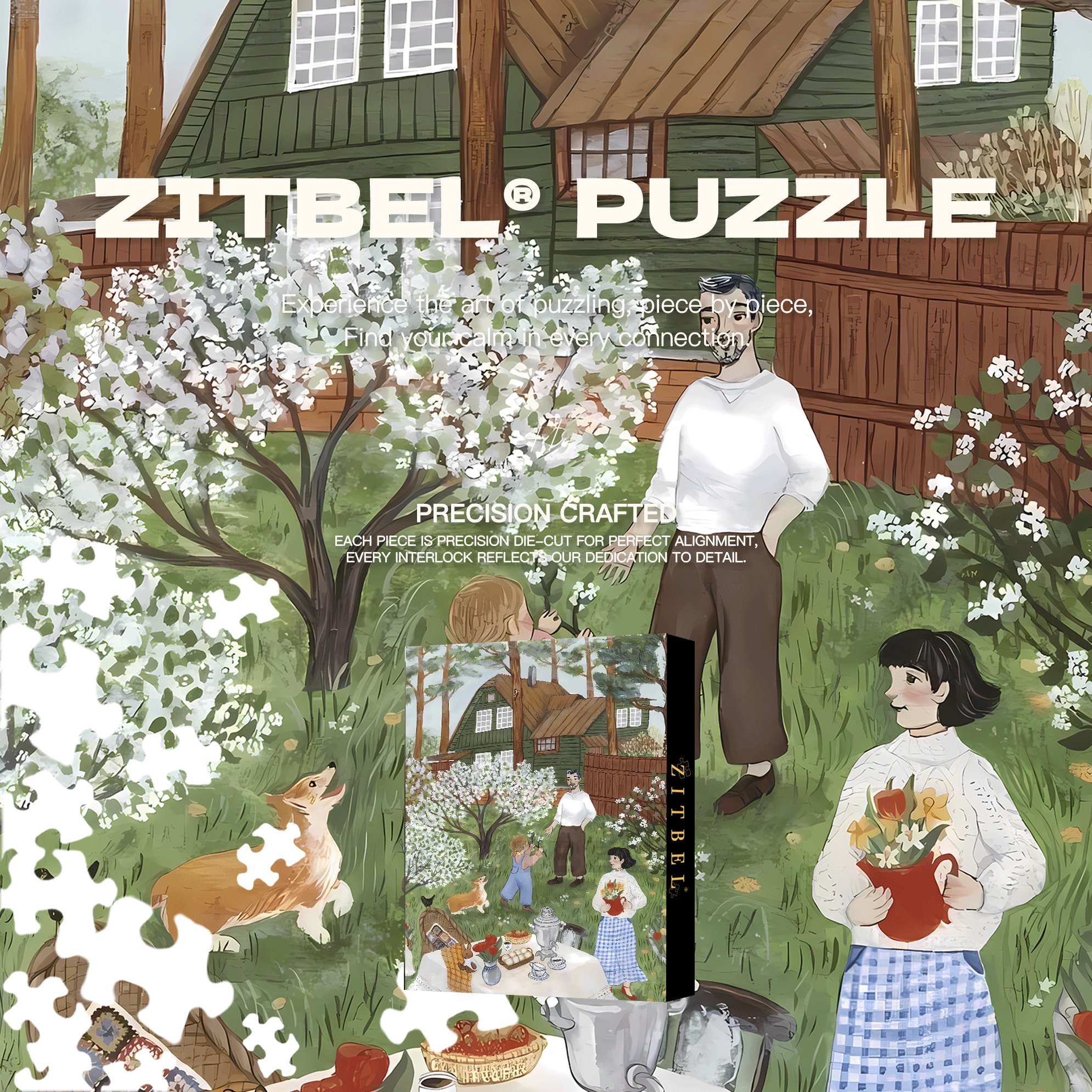 Slow Life Utopia 18 500pcs/1000pcs Jigsaw Puzzle, Scratch-Resistant, Interactive Family Game & Brain-Boosting DIY Decor, Perfect for Halloween, Christmas & New Year Gifts, Family Puzzle Game