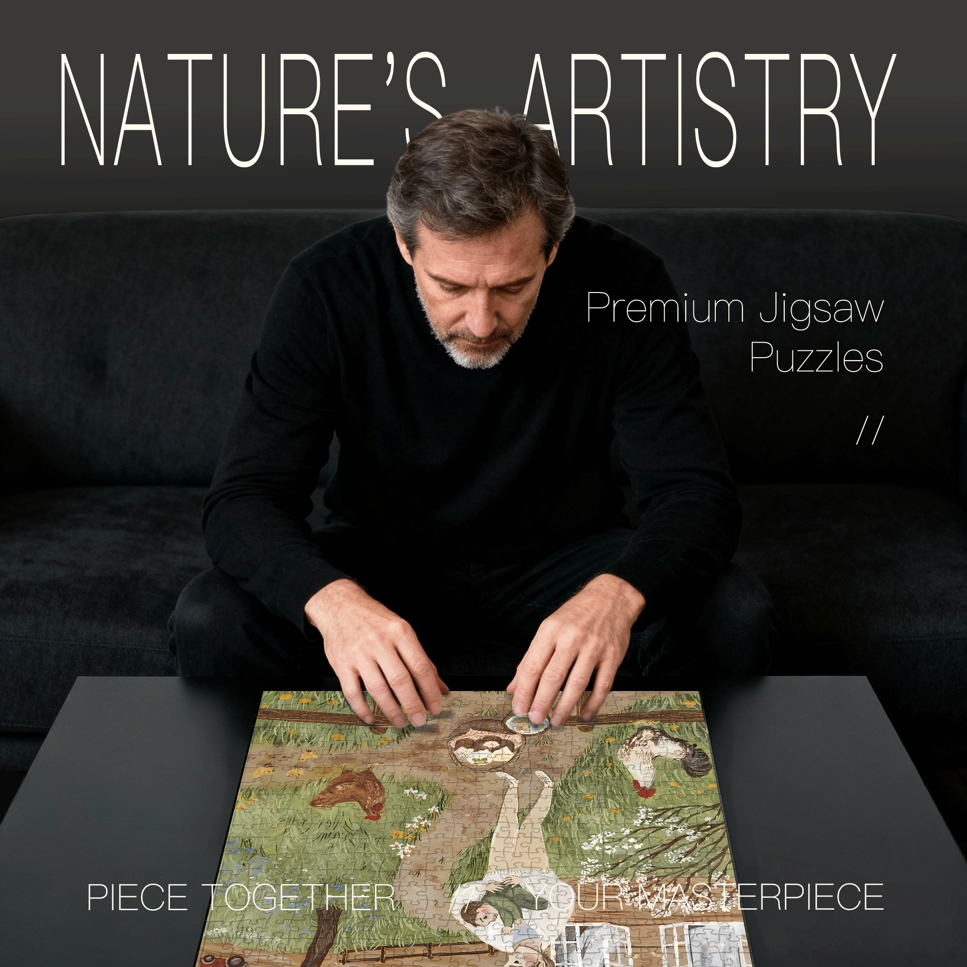 Slow Life Utopia 20 500pcs/1000pcs Jigsaw Puzzle, Scratch-Resistant, Interactive Family Game & Brain-Boosting DIY Decor, Perfect for Halloween, Christmas & New Year Gifts, Family Puzzle Game