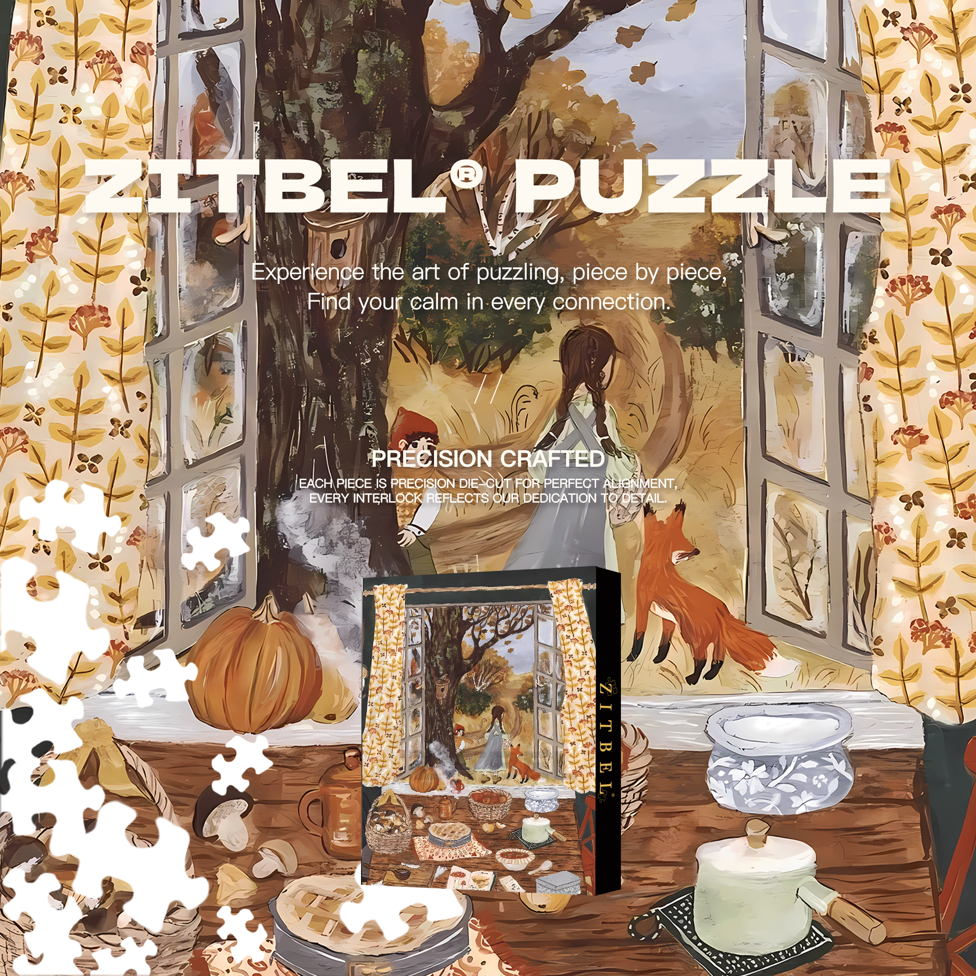 Slow Life Utopia 25 500pcs/1000pcs Jigsaw Puzzle, Scratch-Resistant, Interactive Family Game & Brain-Boosting DIY Decor, Perfect for Halloween, Christmas & New Year Gifts, Family Puzzle Game