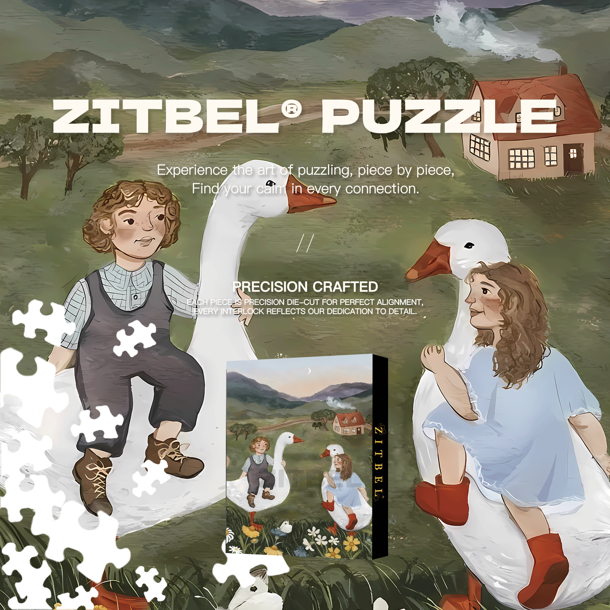 Slow Life Utopia 5 500pcs/1000pcs Jigsaw Puzzle, Scratch-Resistant, Interactive Family Game & Brain-Boosting DIY Decor, Perfect for Halloween, Christmas & New Year Gifts, Family Puzzle Game