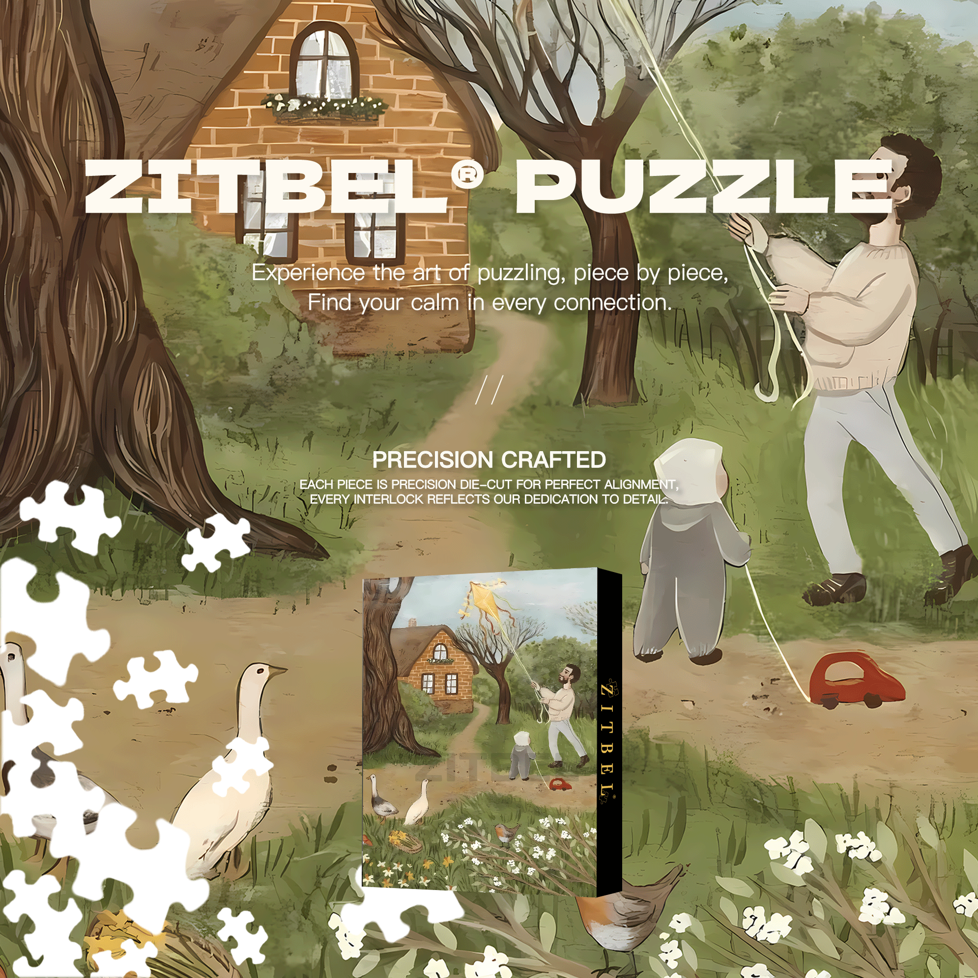 Slow Life Utopia 6 500pcs/1000pcs Jigsaw Puzzle, Scratch-Resistant, Interactive Family Game & Brain-Boosting DIY Decor, Perfect for Halloween, Christmas & New Year Gifts, Family Puzzle Game