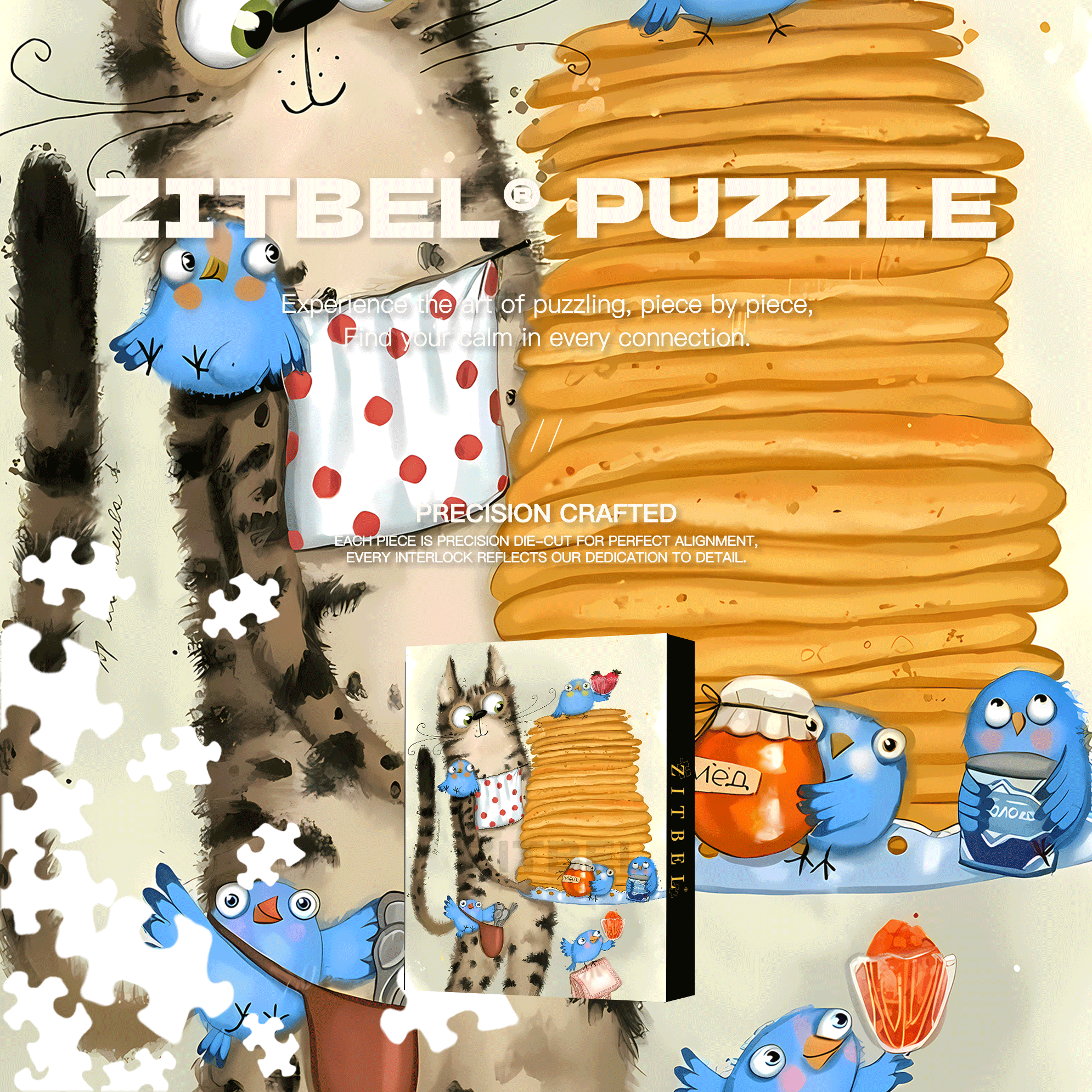The King of Pancake 500pcs/1000pcs Jigsaw Puzzle, Scratch-Resistant, Interactive Family Game & Brain-Boosting DIY Decor, Perfect for Halloween, Christmas & New Year Gifts, Family Puzzle Game
