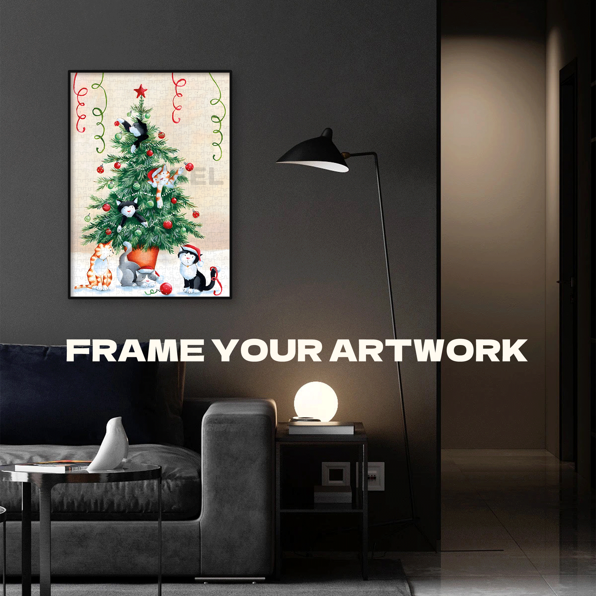 Cat Christmas Tree 500pcs/1000pcs Jigsaw Puzzle, Scratch-Resistant, Interactive Family Game & Brain-Boosting DIY Decor, Perfect for Halloween, Christmas & New Year Gifts, Family Puzzle Game