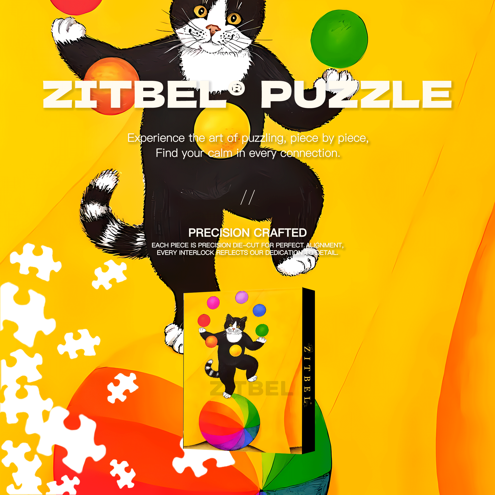 Cat Circus 12 500pcs/1000pcs Jigsaw Puzzle, Scratch-Resistant, Interactive Family Game & Brain-Boosting DIY Decor, Perfect for Halloween, Christmas & New Year Gifts, Family Puzzle Game