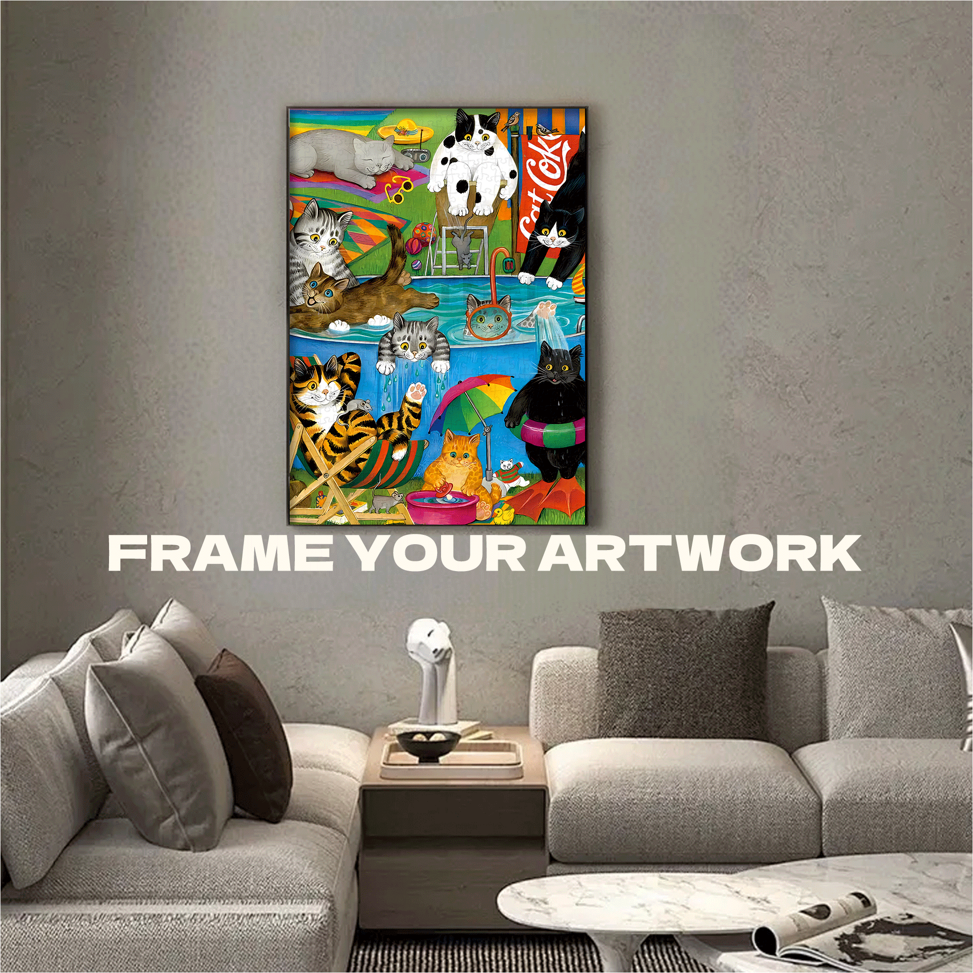Cat Circus 14 500pcs/1000pcs Jigsaw Puzzle, Scratch-Resistant, Interactive Family Game & Brain-Boosting DIY Decor, Perfect for Halloween, Christmas & New Year Gifts, Family Puzzle Game