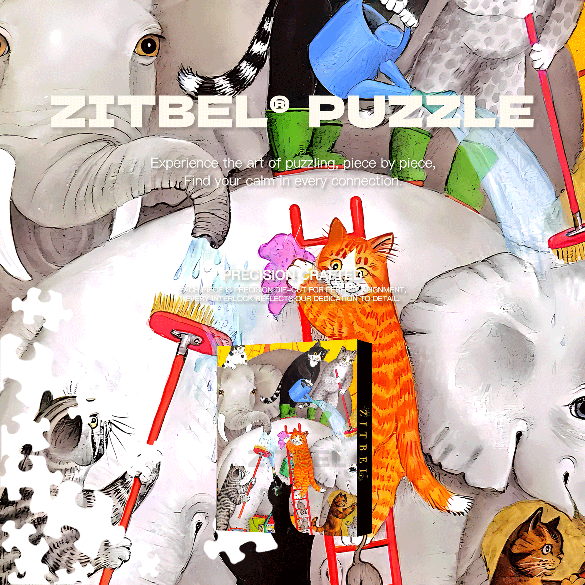 Cat Circus 2 500pcs/1000pcs Jigsaw Puzzle, Scratch-Resistant, Interactive Family Game & Brain-Boosting DIY Decor, Perfect for Halloween, Christmas & New Year Gifts, Family Puzzle Game