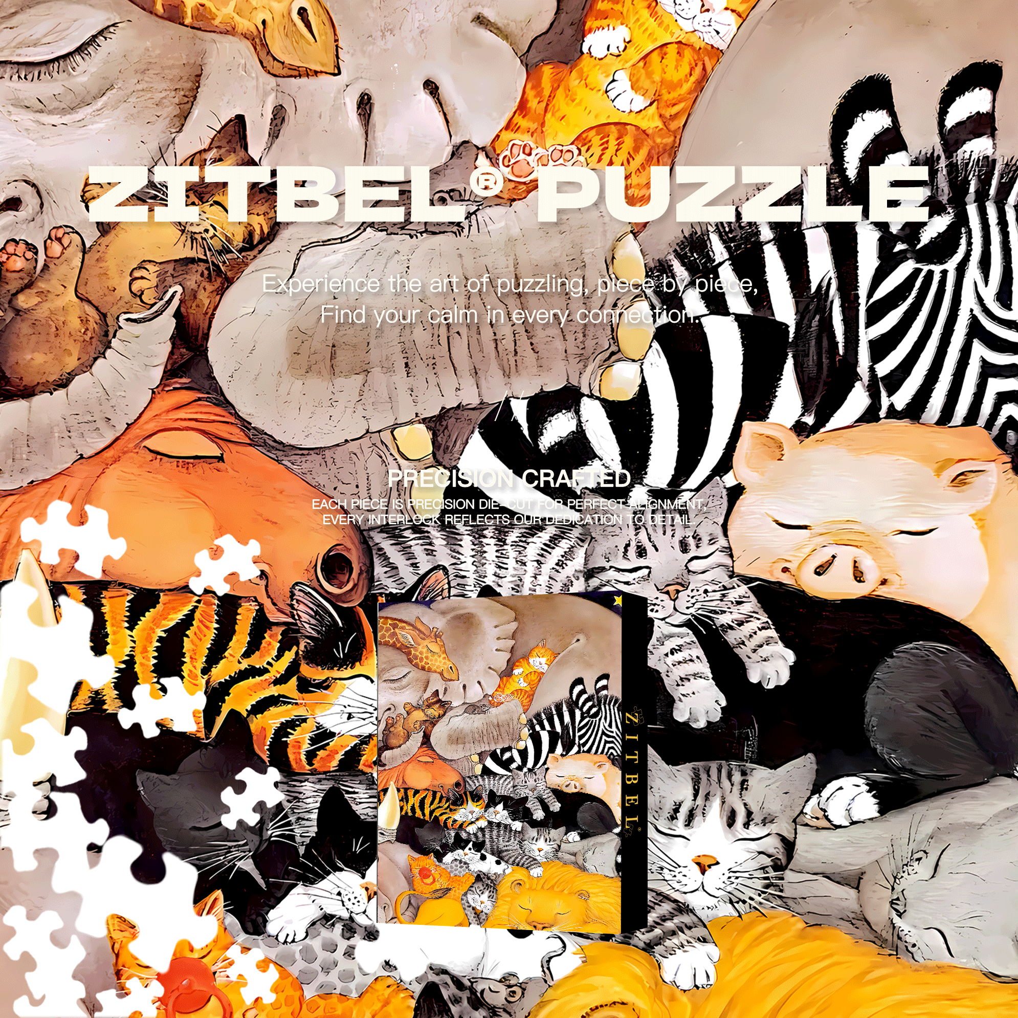 Cat Circus 7 500pcs/1000pcs Jigsaw Puzzle, Scratch-Resistant, Interactive Family Game & Brain-Boosting DIY Decor, Perfect for Halloween, Christmas & New Year Gifts, Family Puzzle Game