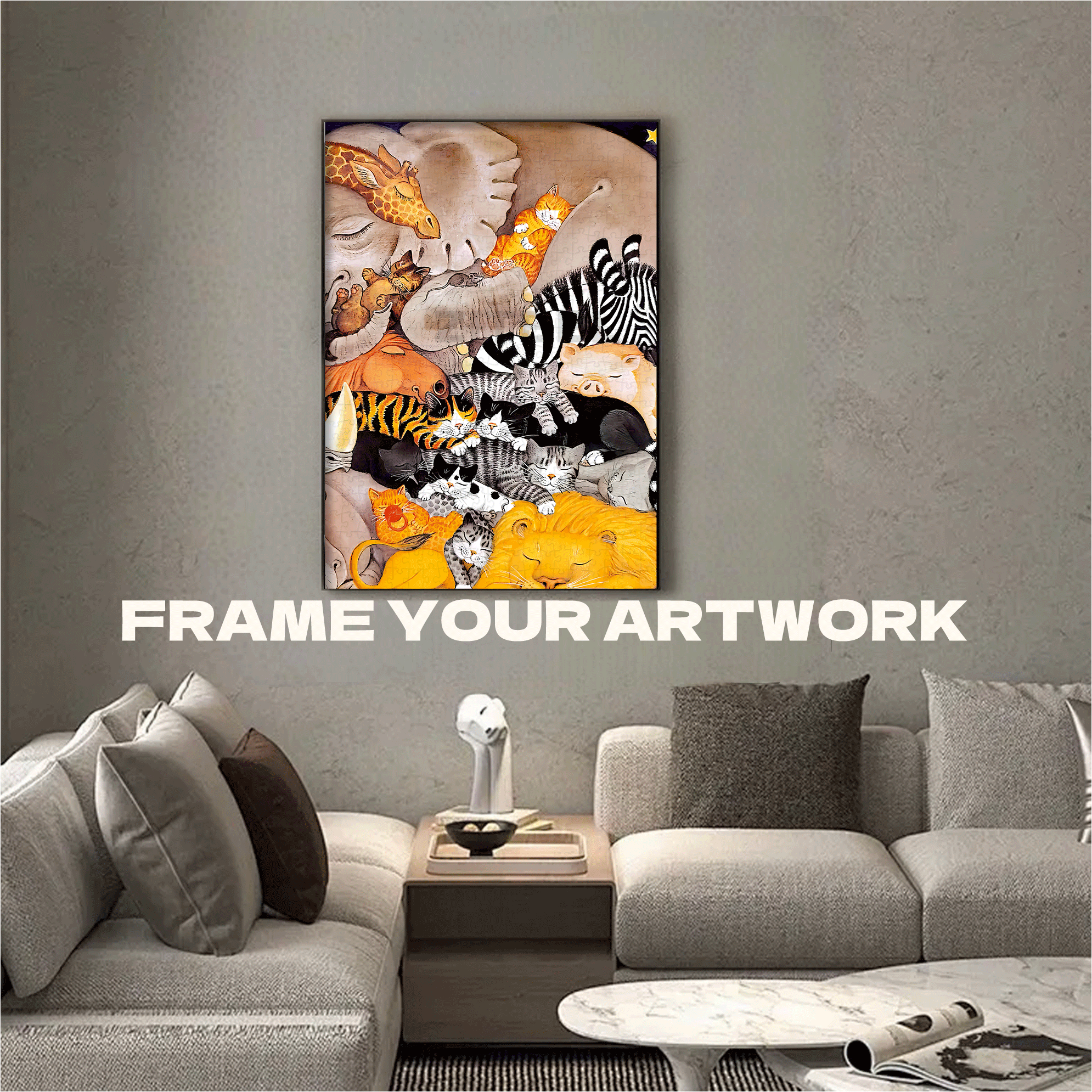 Cat Circus 7 500pcs/1000pcs Jigsaw Puzzle, Scratch-Resistant, Interactive Family Game & Brain-Boosting DIY Decor, Perfect for Halloween, Christmas & New Year Gifts, Family Puzzle Game