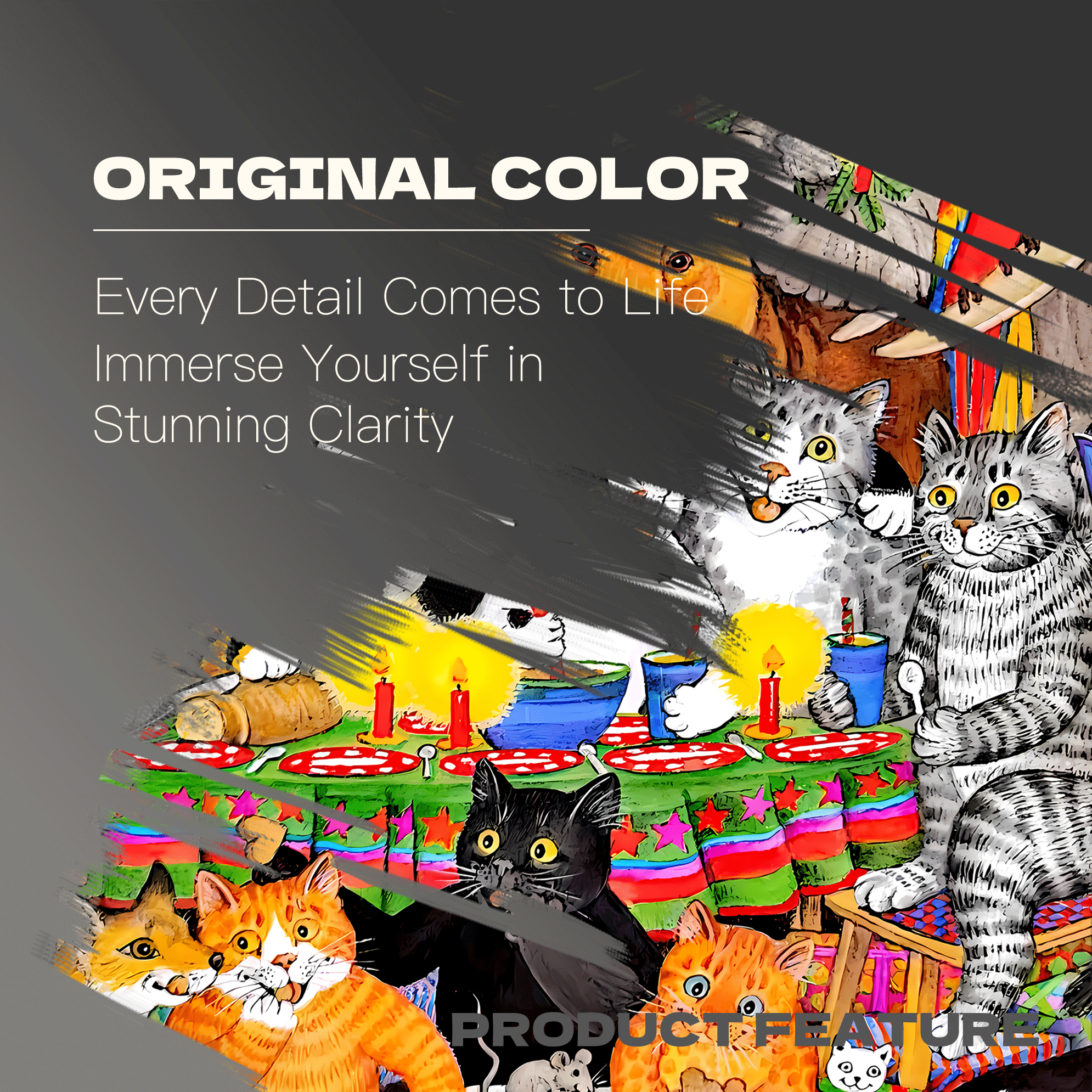 Cat Circus 8 500pcs/1000pcs Jigsaw Puzzle, Scratch-Resistant, Interactive Family Game & Brain-Boosting DIY Decor, Perfect for Halloween, Christmas & New Year Gifts, Family Puzzle Game