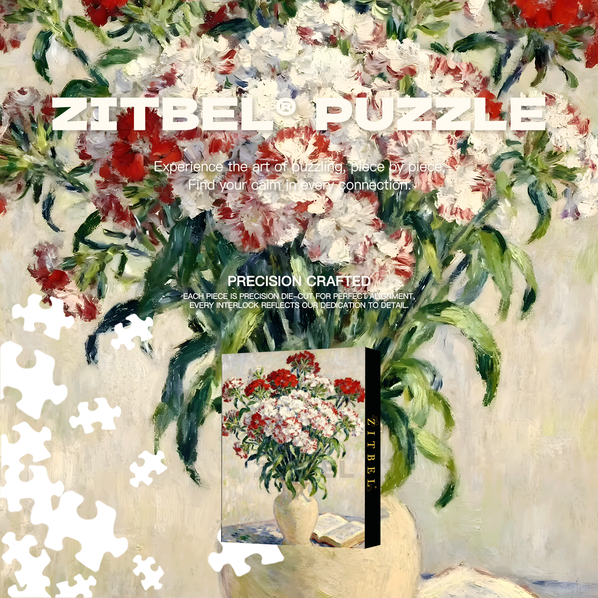 Flower Sketching 4 500pcs/1000pcs Jigsaw Puzzle, Scratch-Resistant, Interactive Family Game & Brain-Boosting DIY Decor, Perfect for Halloween, Christmas & New Year Gifts, Family Puzzle Game