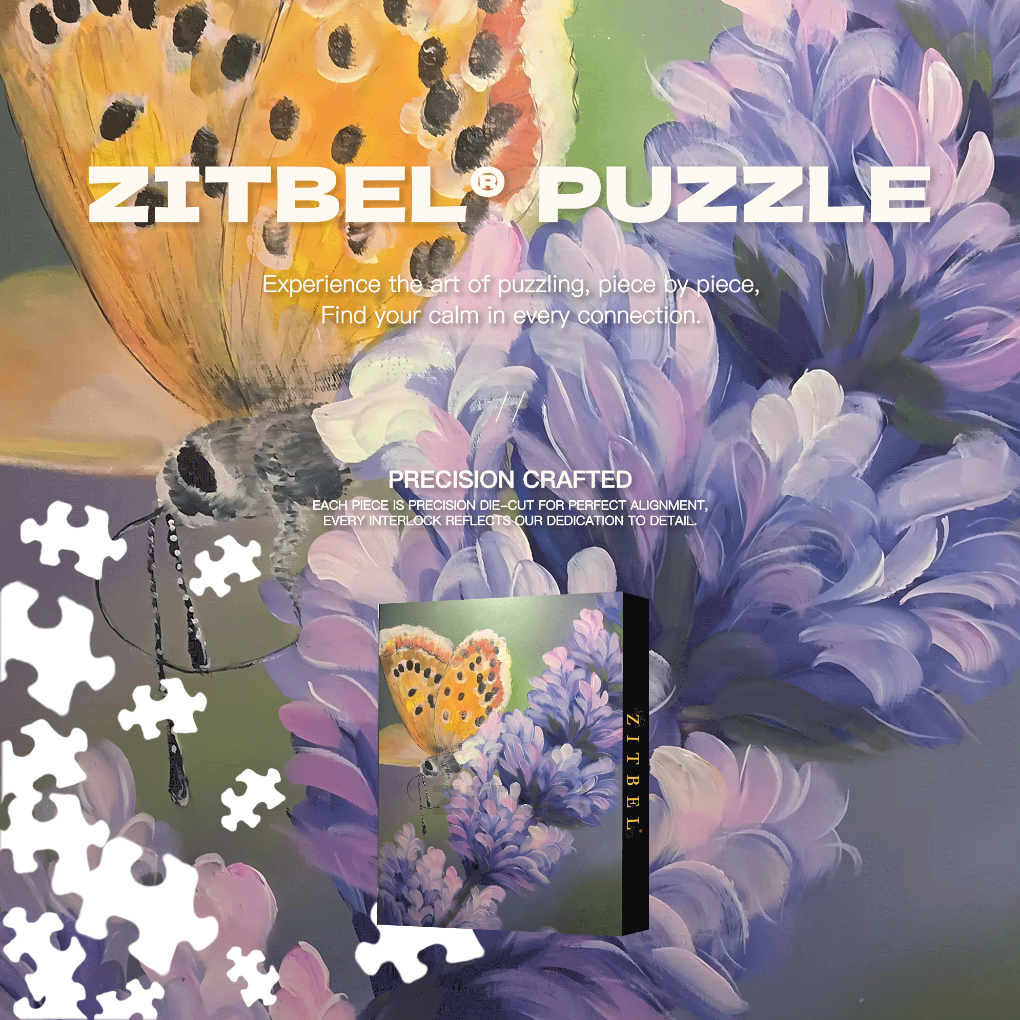 Little Yellow Butterfly 500pcs/1000pcs Jigsaw Puzzle, Scratch-Resistant, Interactive Family Game & Brain-Boosting DIY Decor, Perfect for Halloween, Christmas & New Year Gifts, Family Puzzle Game