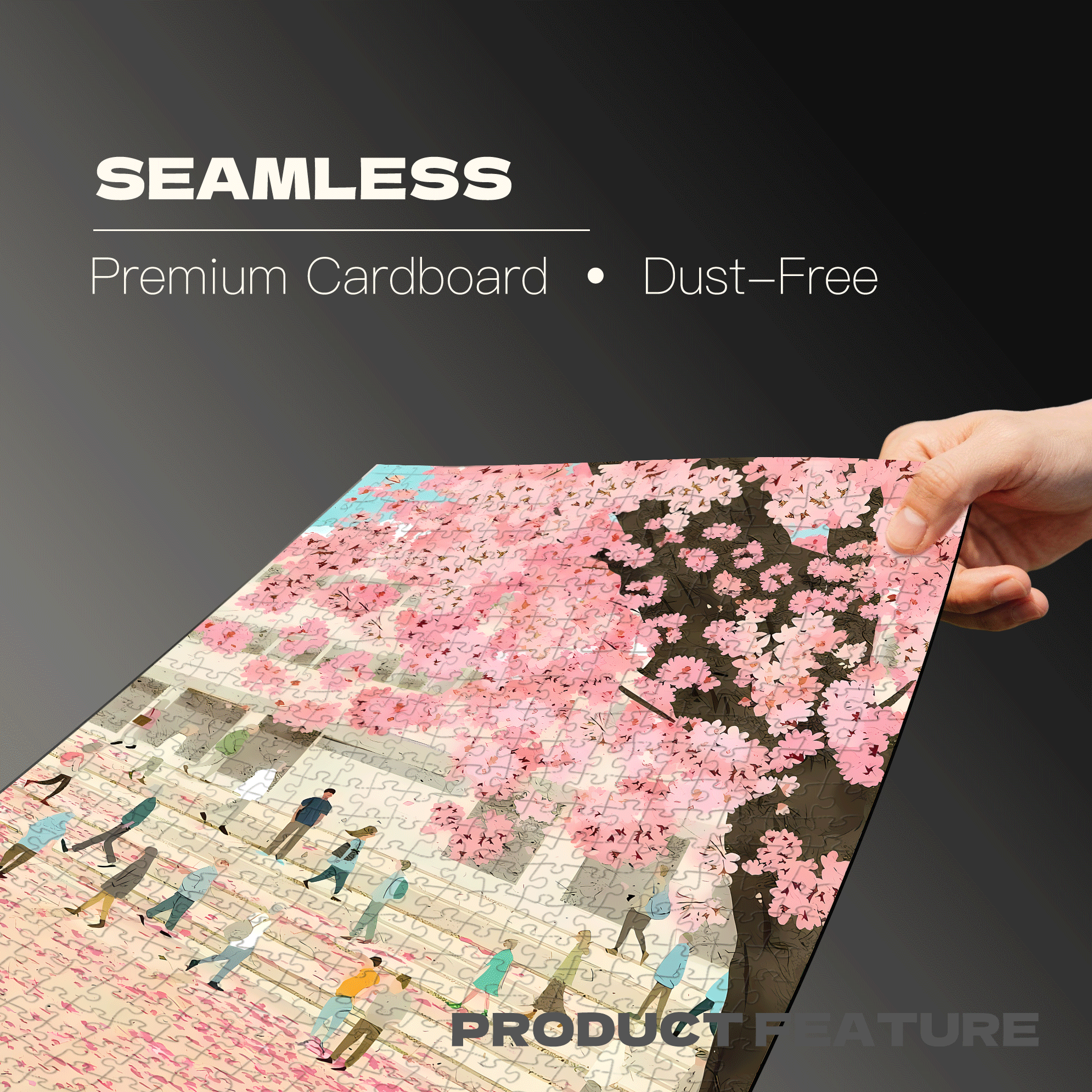 Pink Cherry Blossoms 500pcs/1000pcs Jigsaw Puzzle, Scratch-Resistant, Interactive Family Game & Brain-Boosting DIY Decor, Perfect for Halloween, Christmas & New Year Gifts, Family Puzzle Game