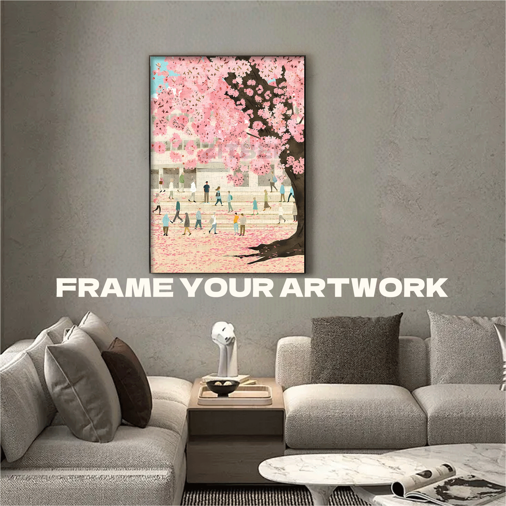 Pink Cherry Blossoms 500pcs/1000pcs Jigsaw Puzzle, Scratch-Resistant, Interactive Family Game & Brain-Boosting DIY Decor, Perfect for Halloween, Christmas & New Year Gifts, Family Puzzle Game