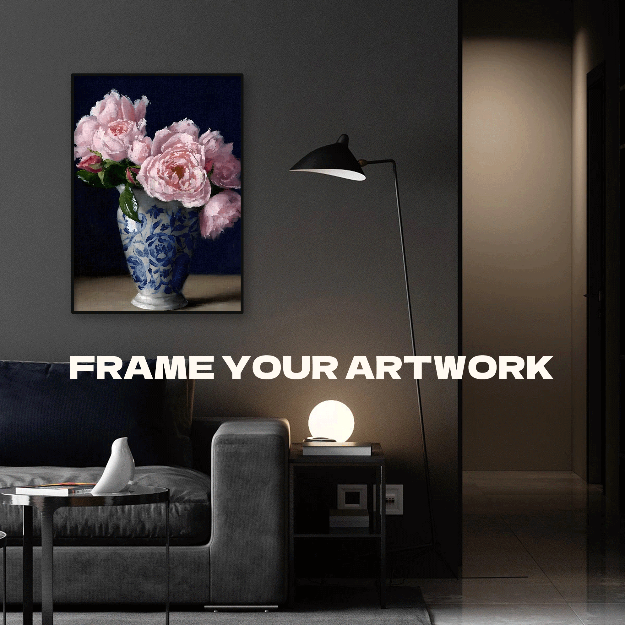 Pink Peony 500pcs/1000pcs Jigsaw Puzzle, Scratch-Resistant, Interactive Family Game & Brain-Boosting DIY Decor, Perfect for Halloween, Christmas & New Year Gifts, Family Puzzle Game