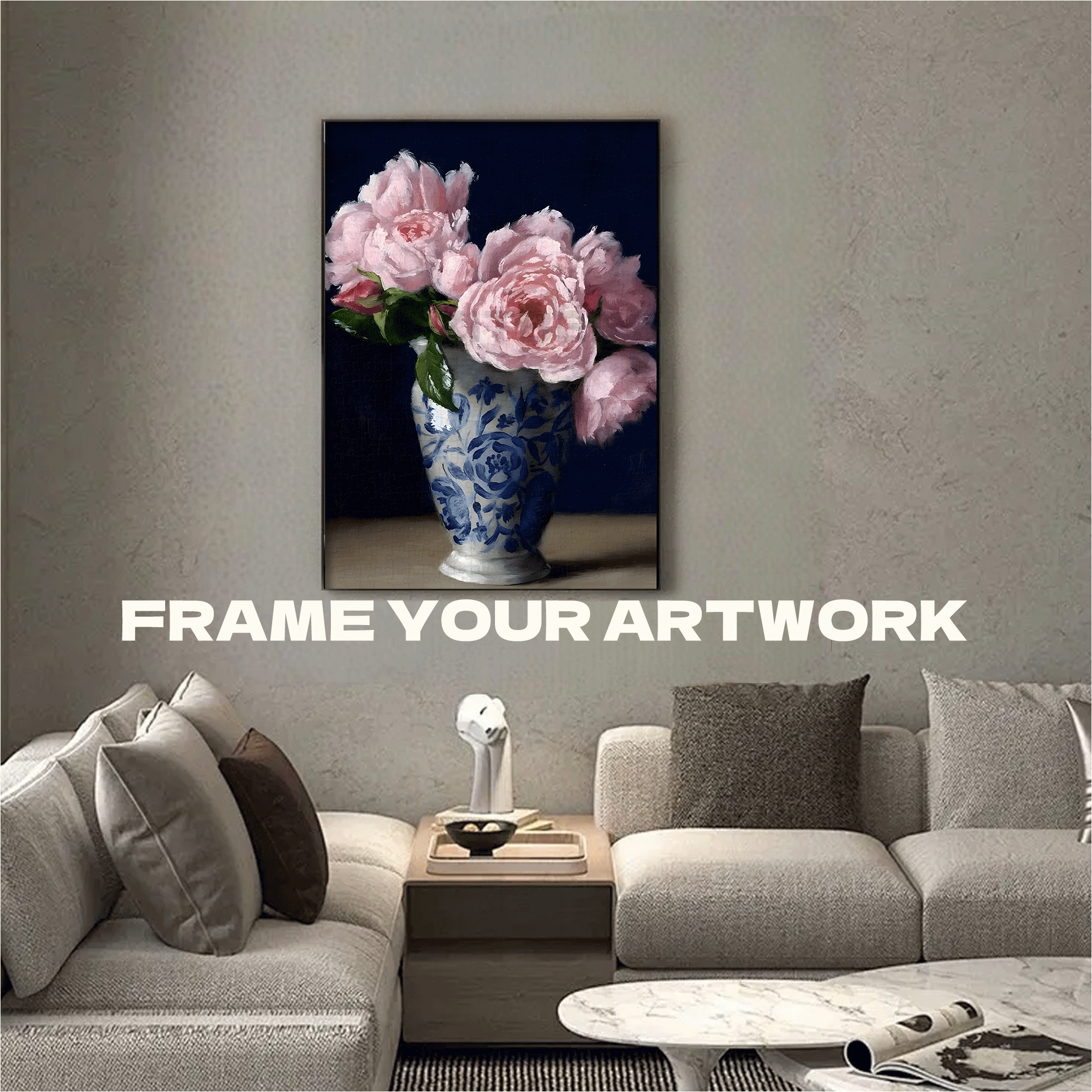 Pink Peony 500pcs/1000pcs Jigsaw Puzzle, Scratch-Resistant, Interactive Family Game & Brain-Boosting DIY Decor, Perfect for Halloween, Christmas & New Year Gifts, Family Puzzle Game