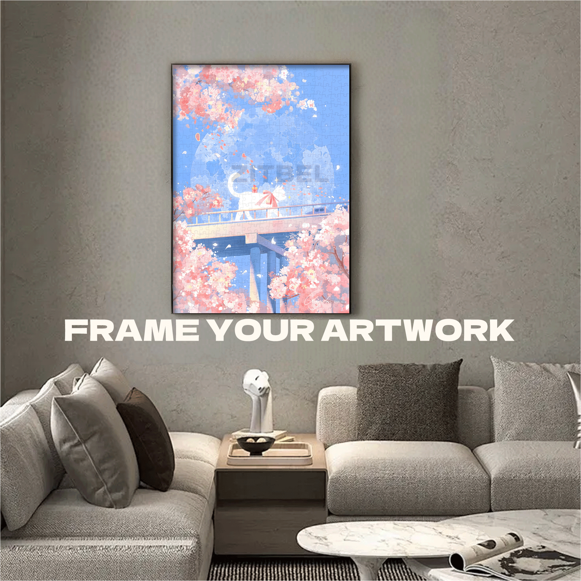 Sakura no Neko 500pcs/1000pcs Jigsaw Puzzle, Scratch-Resistant, Interactive Family Game & Brain-Boosting DIY Decor, Perfect for Halloween, Christmas & New Year Gifts, Family Puzzle Game