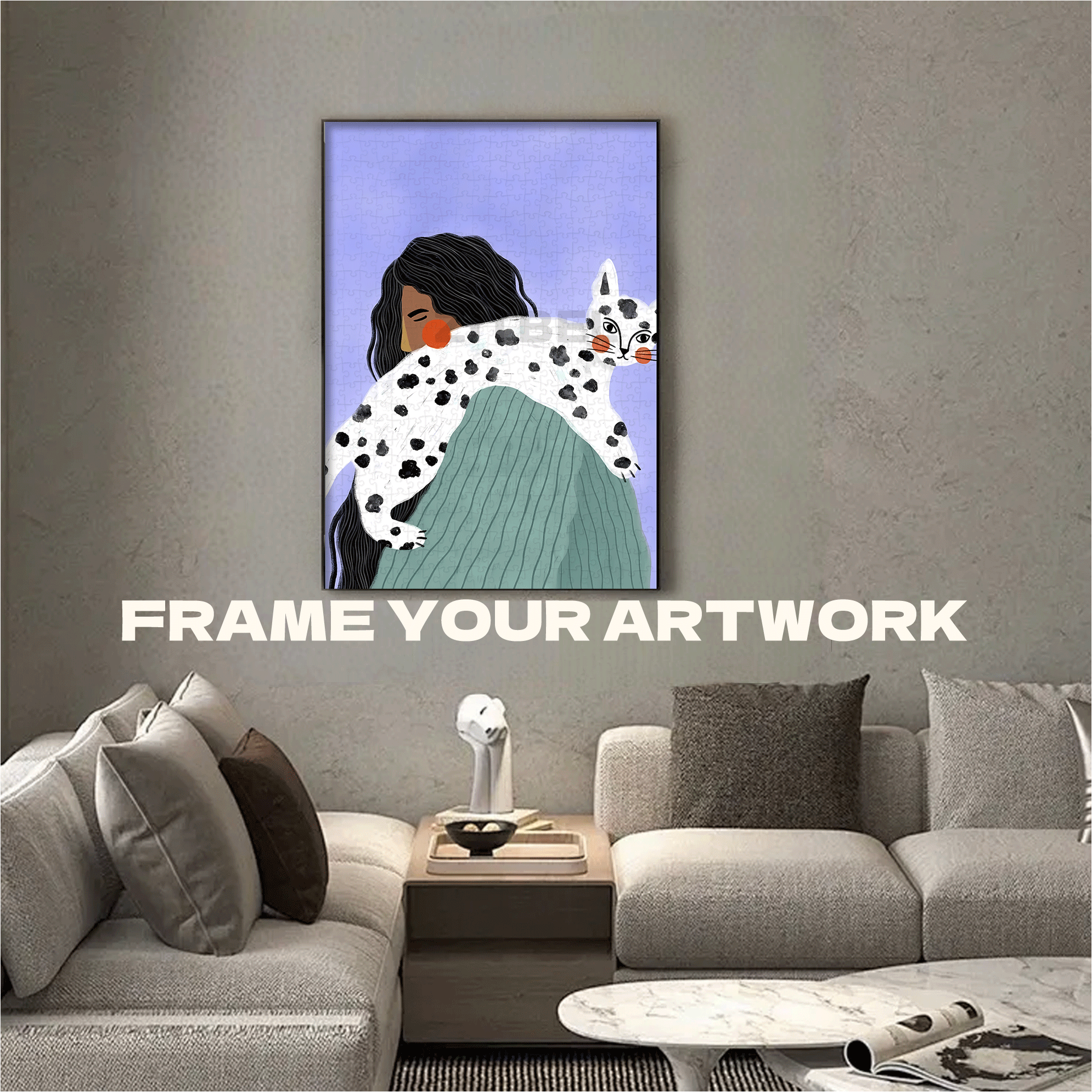 Spotted Cat 500pcs/1000pcs Jigsaw Puzzle, Scratch-Resistant, Interactive Family Game & Brain-Boosting DIY Decor, Perfect for Halloween, Christmas & New Year Gifts, Family Puzzle Game