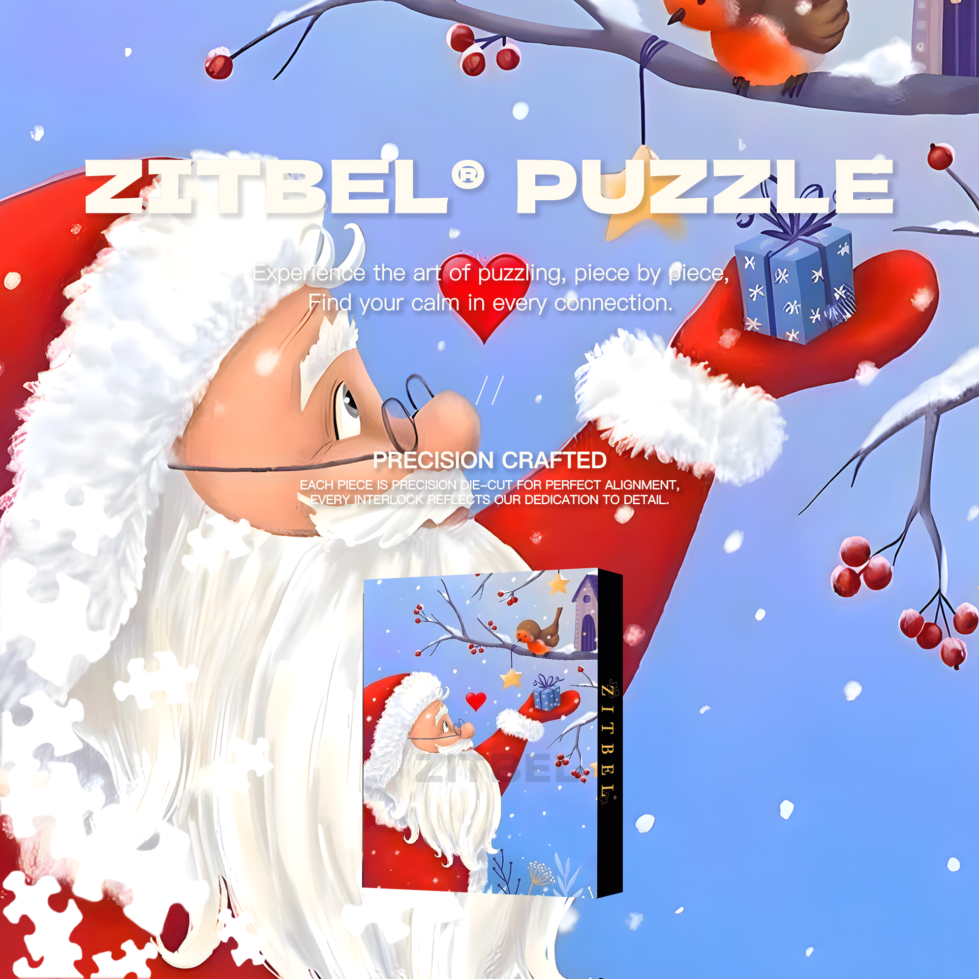 The Little Bird's Christmas Gift 500pcs/1000pcs Jigsaw Puzzle, Scratch-Resistant, Interactive Family Game & Brain-Boosting DIY Decor, Perfect for Halloween, Christmas & New Year Gifts, Family Puzzle Game
