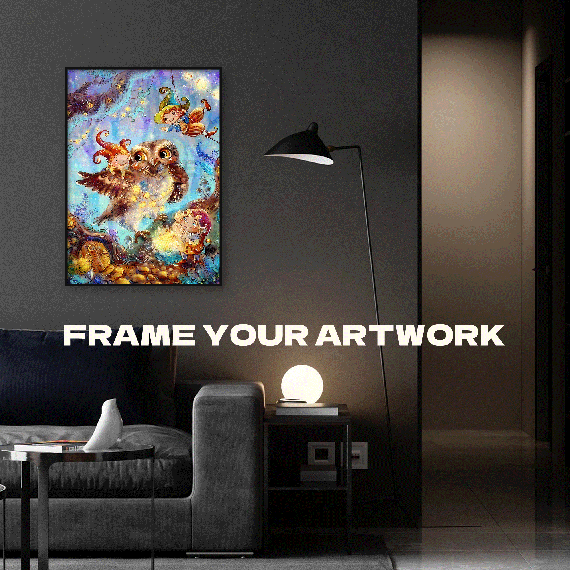 The Owl In Fairy Tales 500pcs/1000pcs Jigsaw Puzzle, Scratch-Resistant, Interactive Family Game & Brain-Boosting DIY Decor, Perfect for Halloween, Christmas & New Year Gifts, Family Puzzle Game