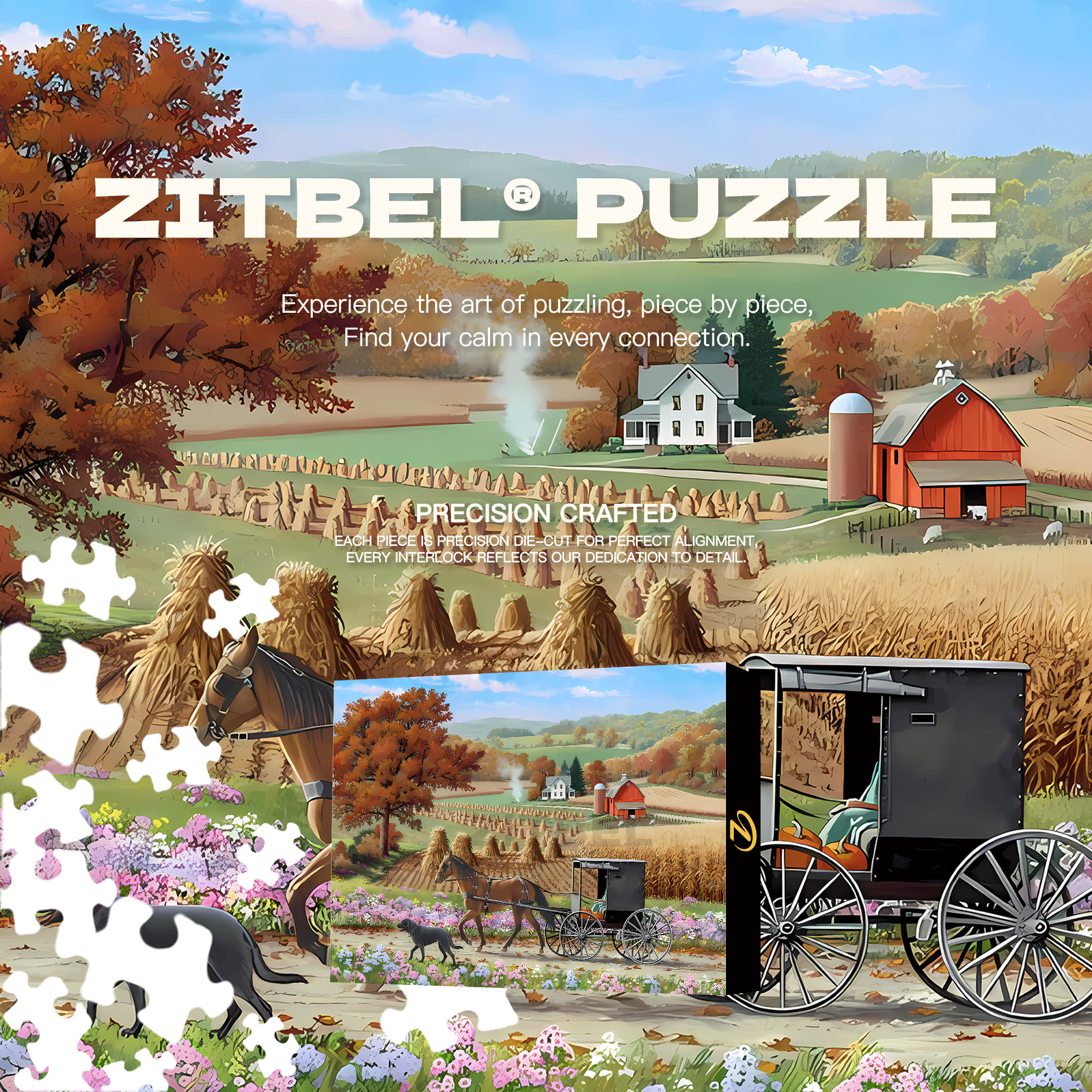 Almost Heaven 500pcs/1000pcs Jigsaw Puzzle, Scratch-Resistant, Interactive Family Game & Brain-Boosting DIY Decor, Perfect for Halloween, Christmas & New Year Gifts, Family Puzzle Game