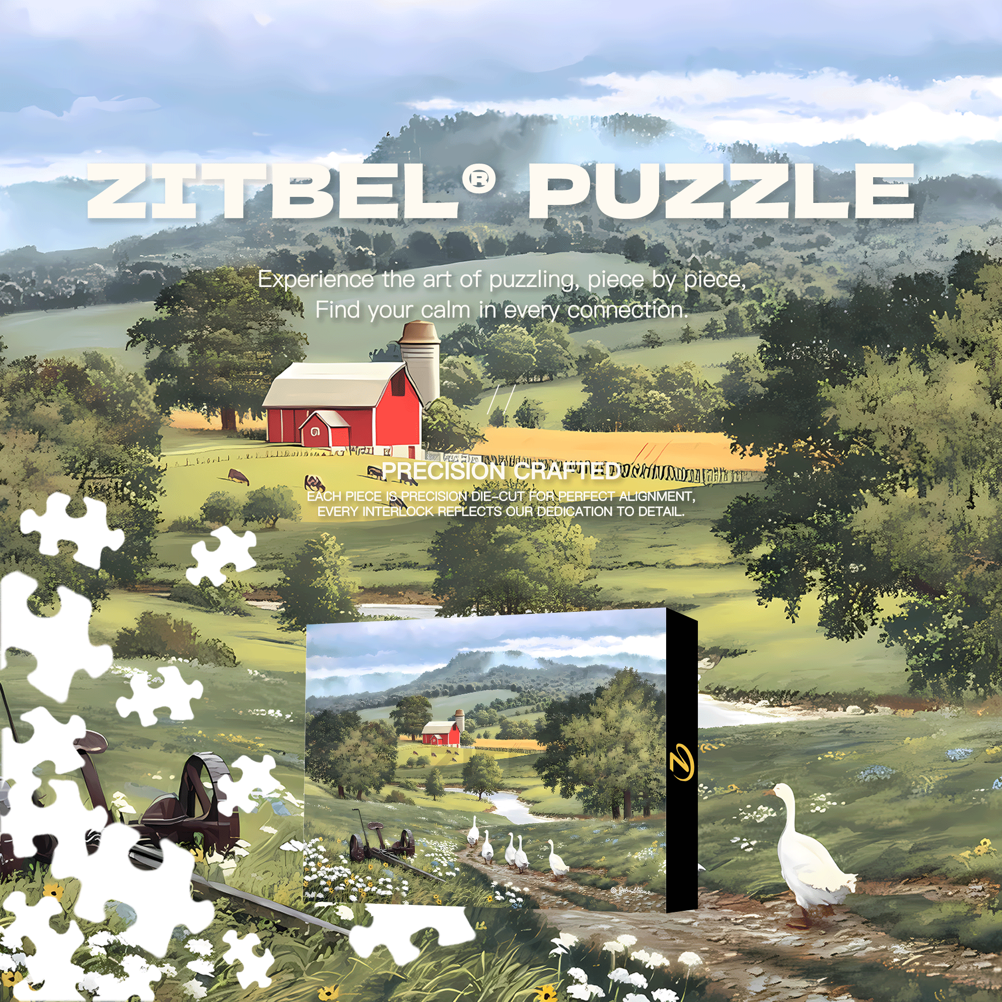 Between Showers 500pcs/1000pcs Jigsaw Puzzle, Scratch-Resistant, Interactive Family Game & Brain-Boosting DIY Decor, Perfect for Halloween, Christmas & New Year Gifts, Family Puzzle Game