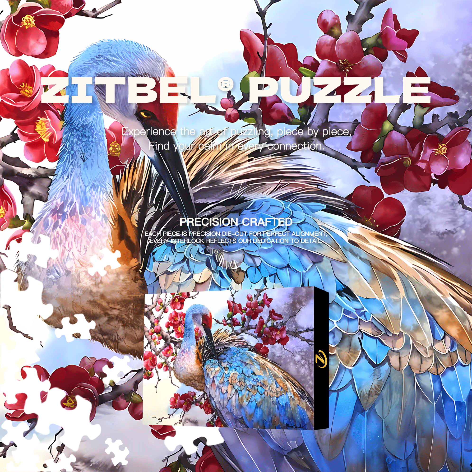Brilliant Feathers 500pcs/1000pcs Jigsaw Puzzle, Scratch-Resistant, Interactive Family Game & Brain-Boosting DIY Decor, Perfect for Halloween, Christmas & New Year Gifts, Family Puzzle Game