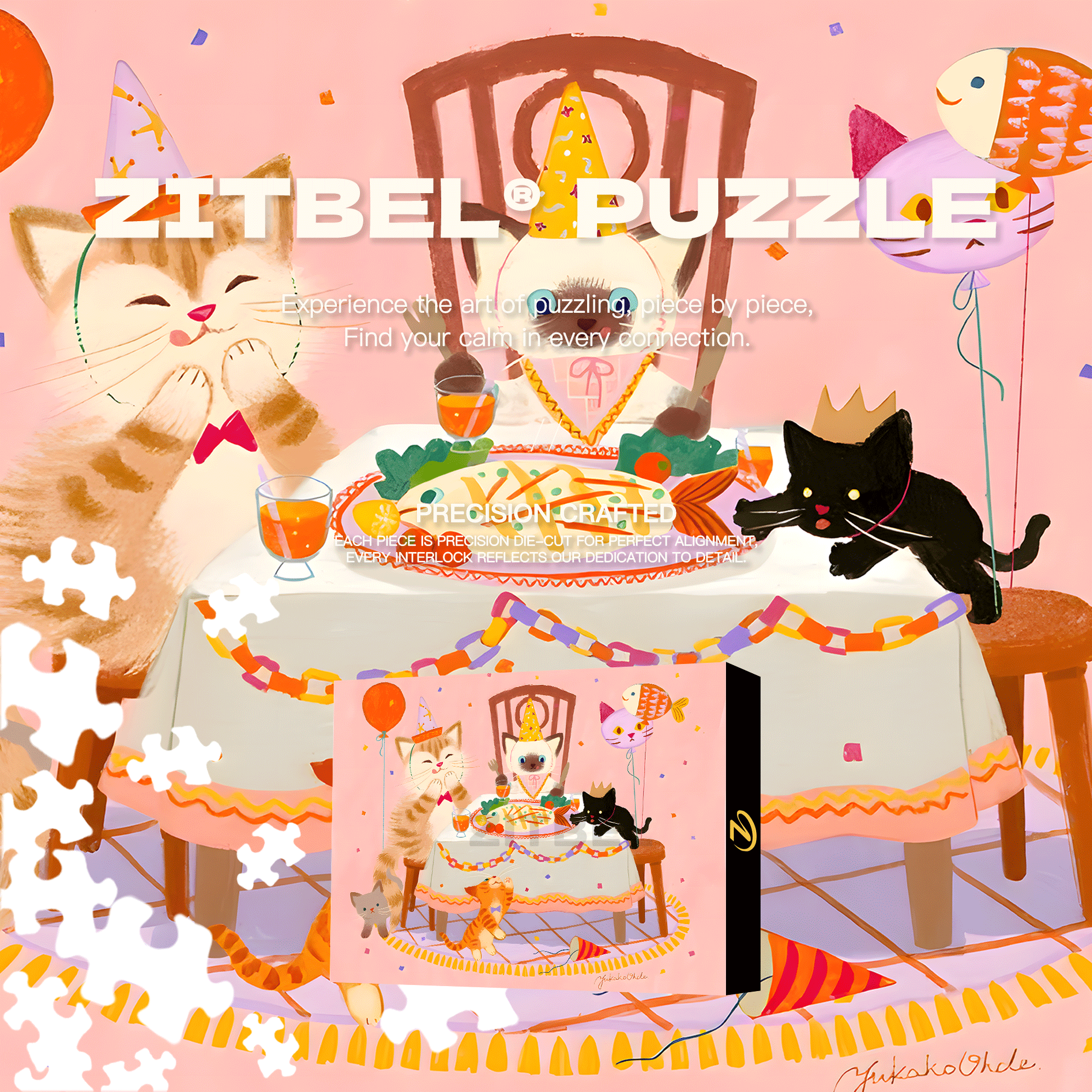 Cats Looking Forward to Christmas 500pcs/1000pcs Jigsaw Puzzle, Scratch-Resistant, Interactive Family Game & Brain-Boosting DIY Decor, Perfect for Halloween, Christmas & New Year Gifts, Family Puzzle Game